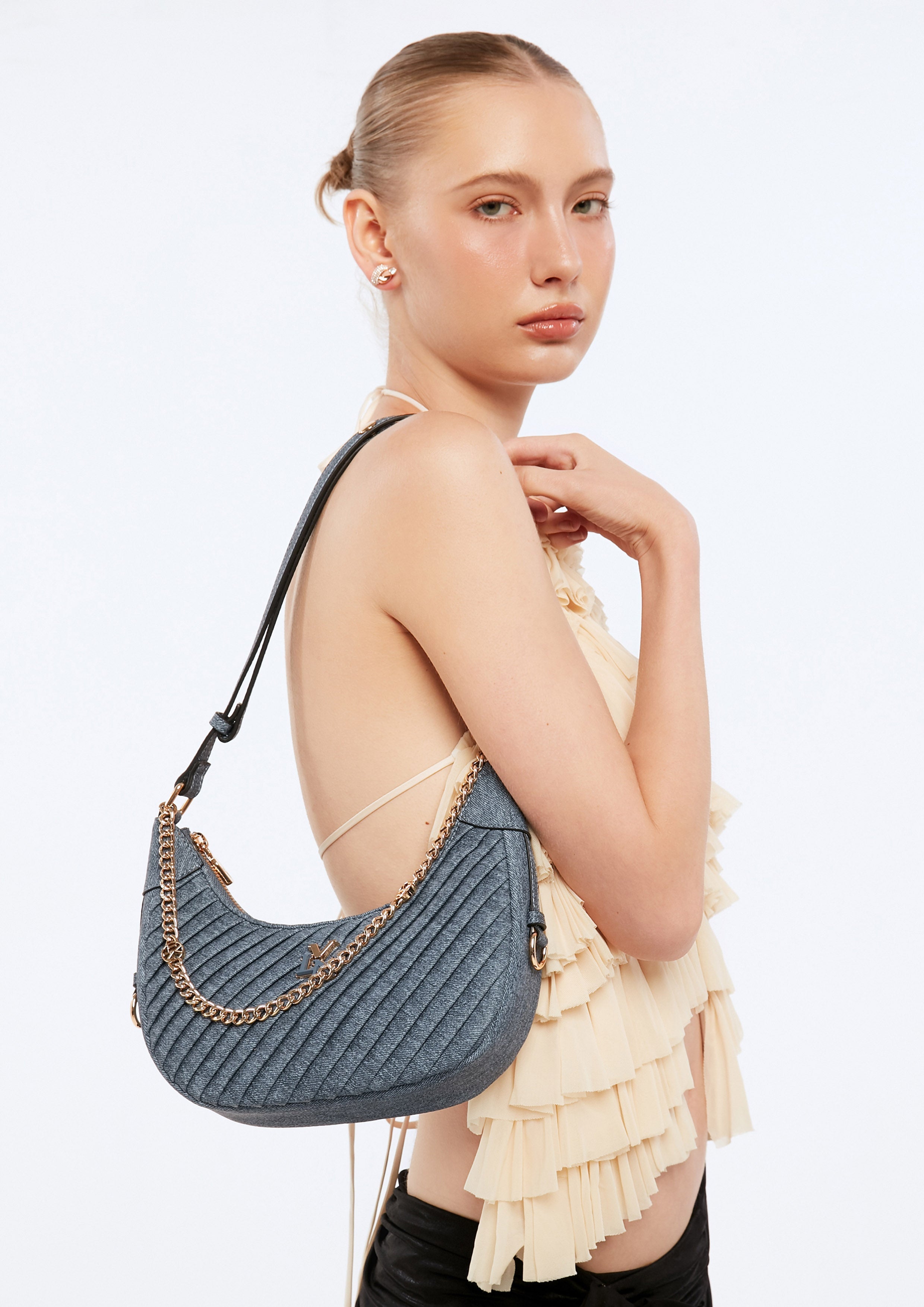 Pleat Rexha M Shoulder Bag - Blue Variation 2