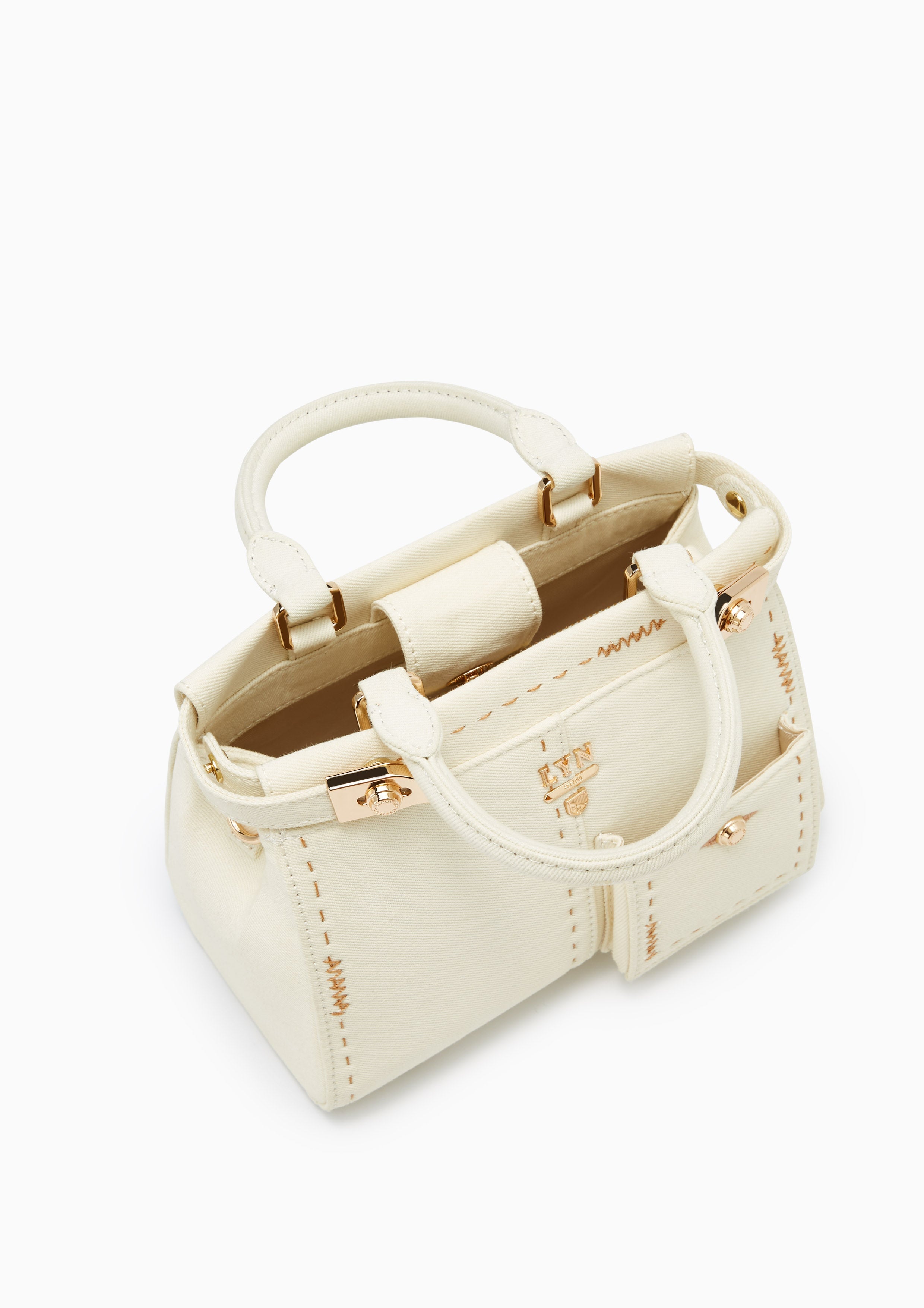 Re-Edit Stitched  S Handbag - Ivory