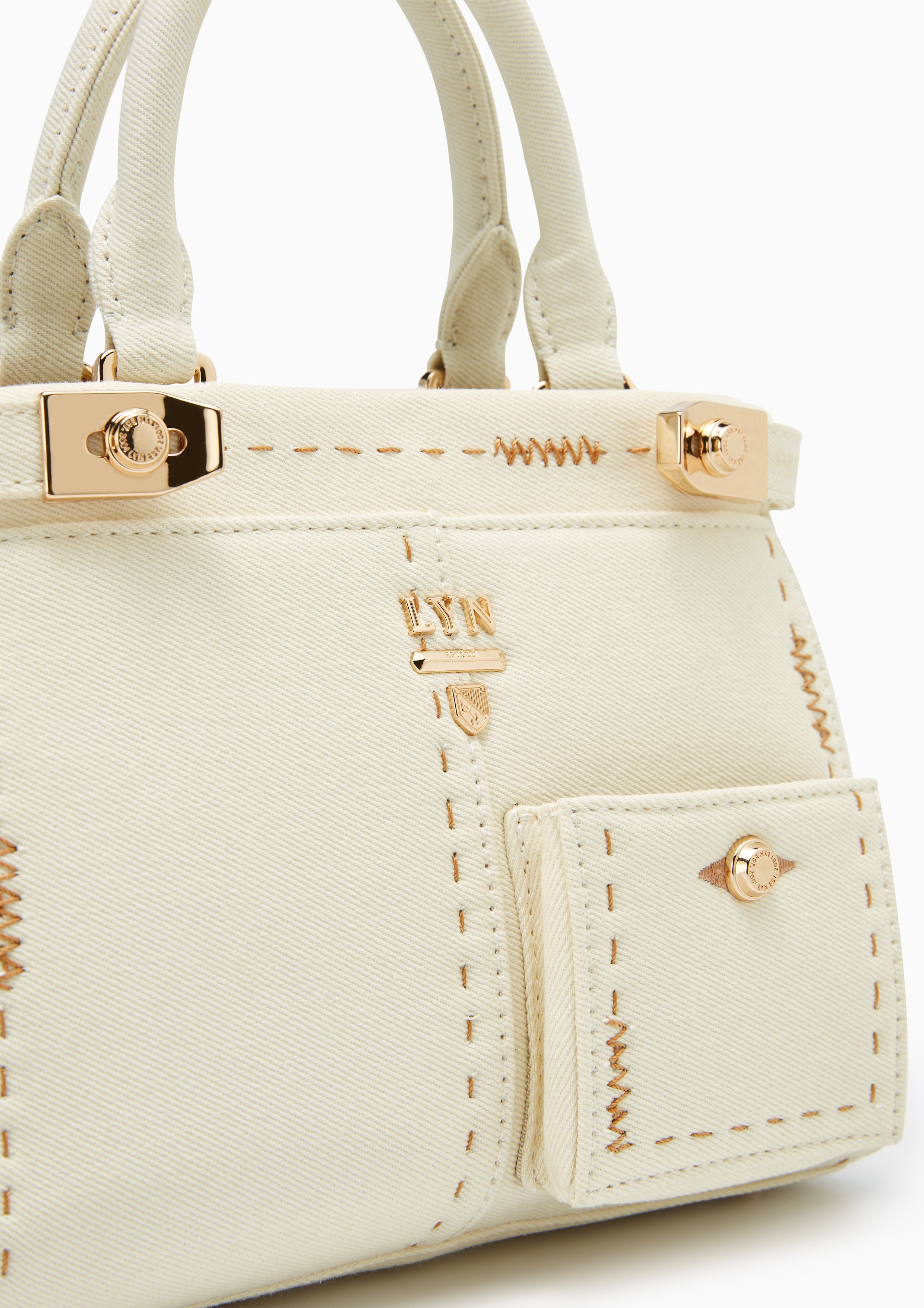Re-Edit Stitched  S Handbag - Ivory