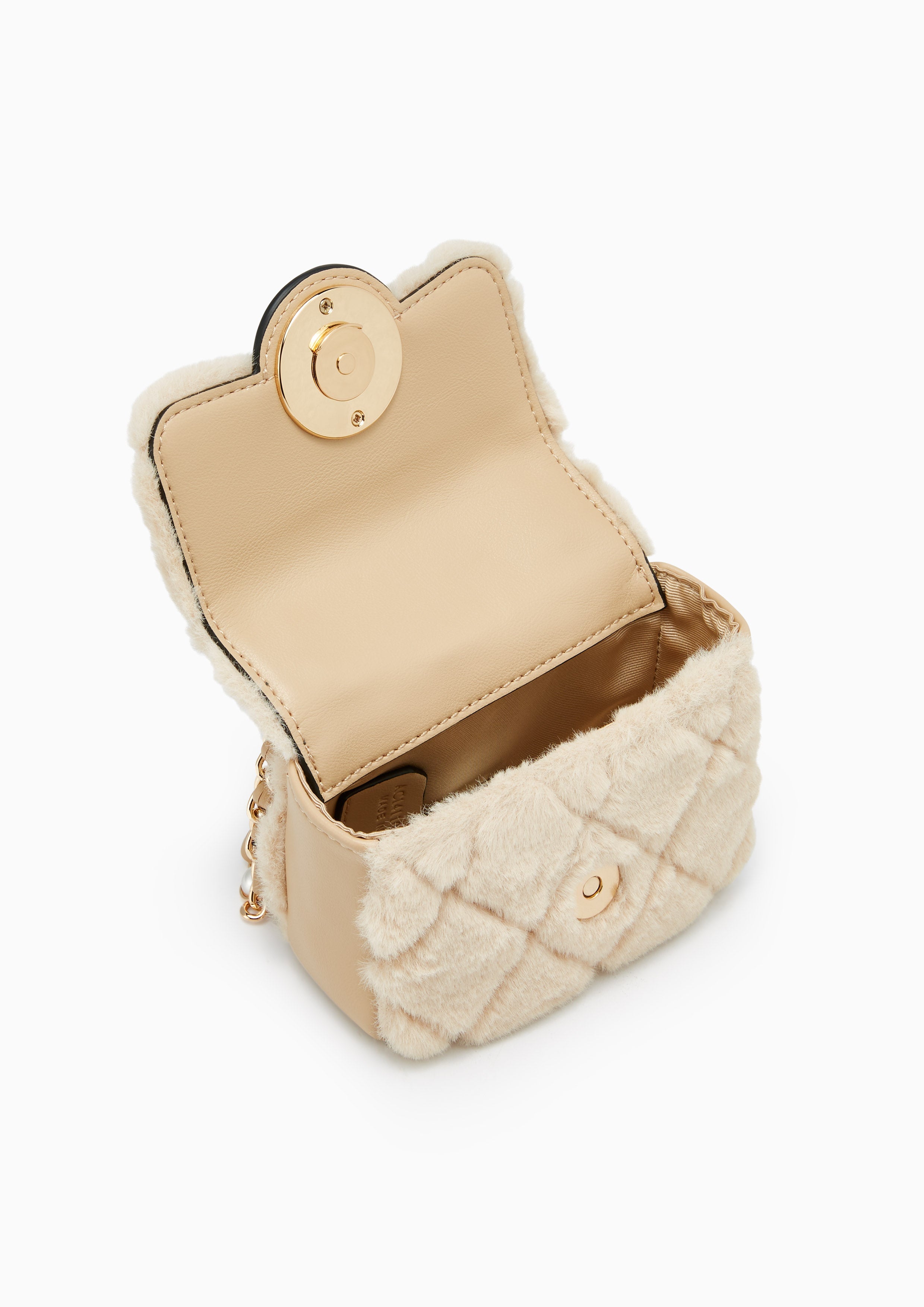 Nico Fur Micro Crossbody Bag - Beige