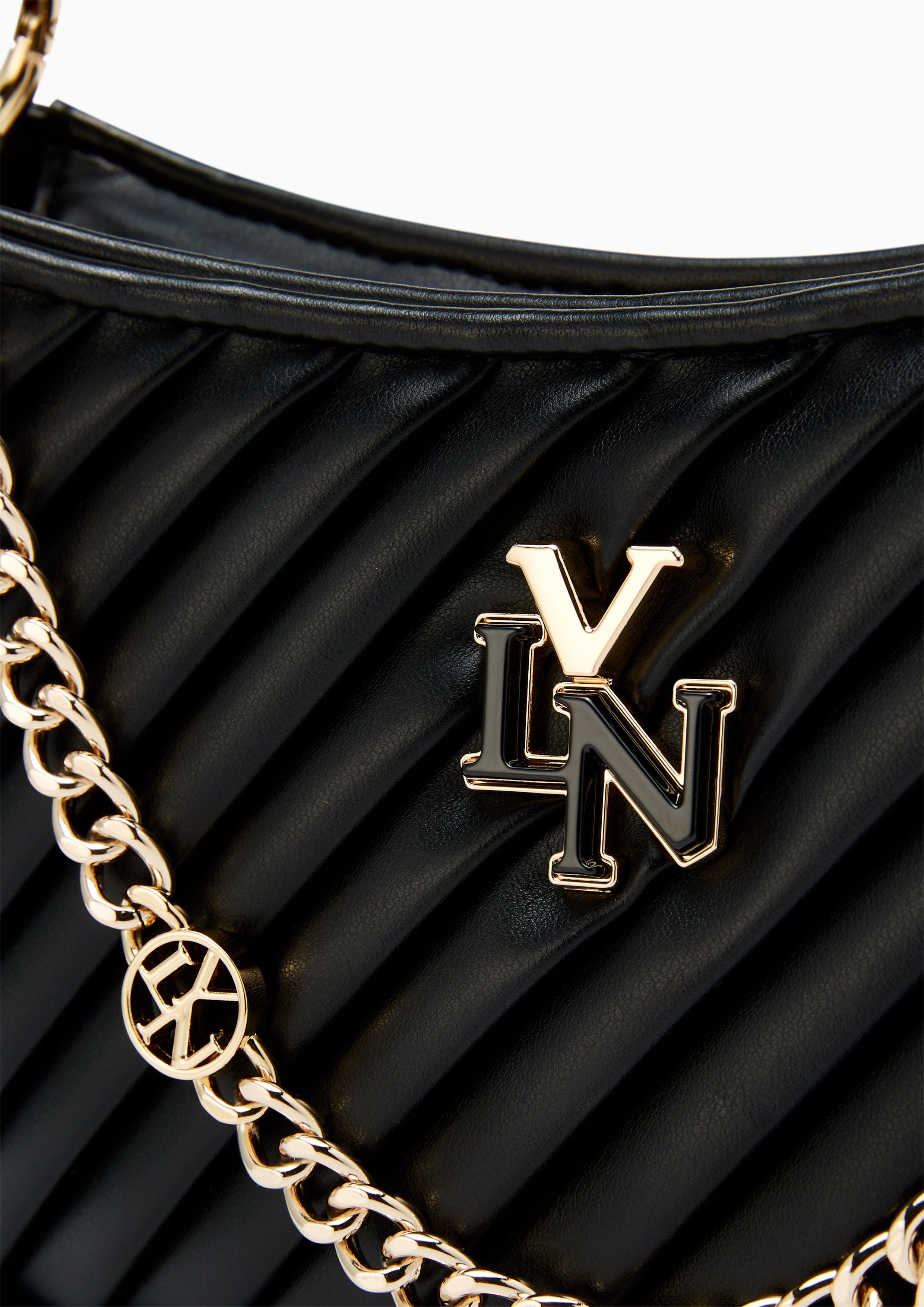 Pleat Brighton Shoulder Bag - Black