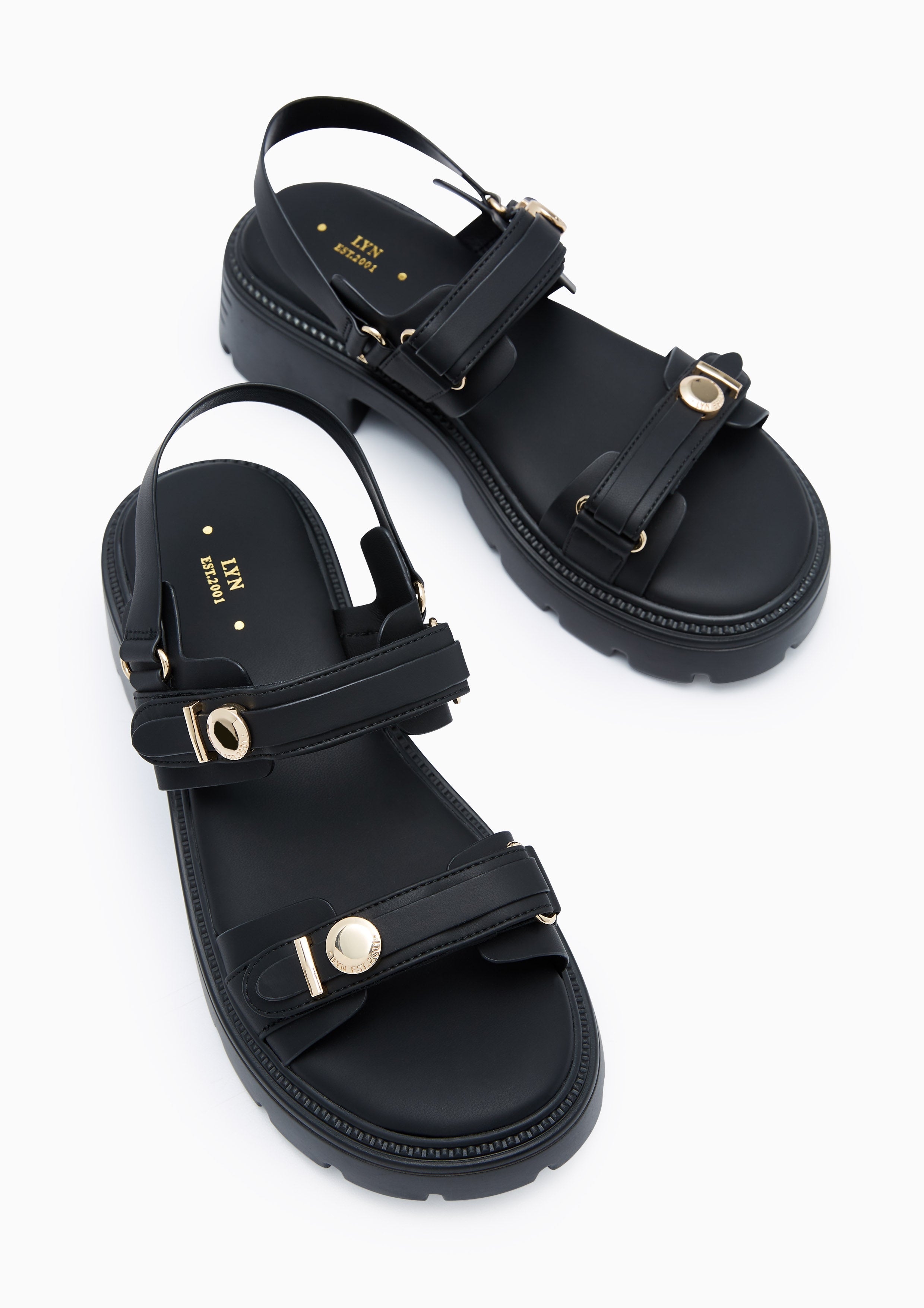 Anderson Platform Flats And Sandals - Black