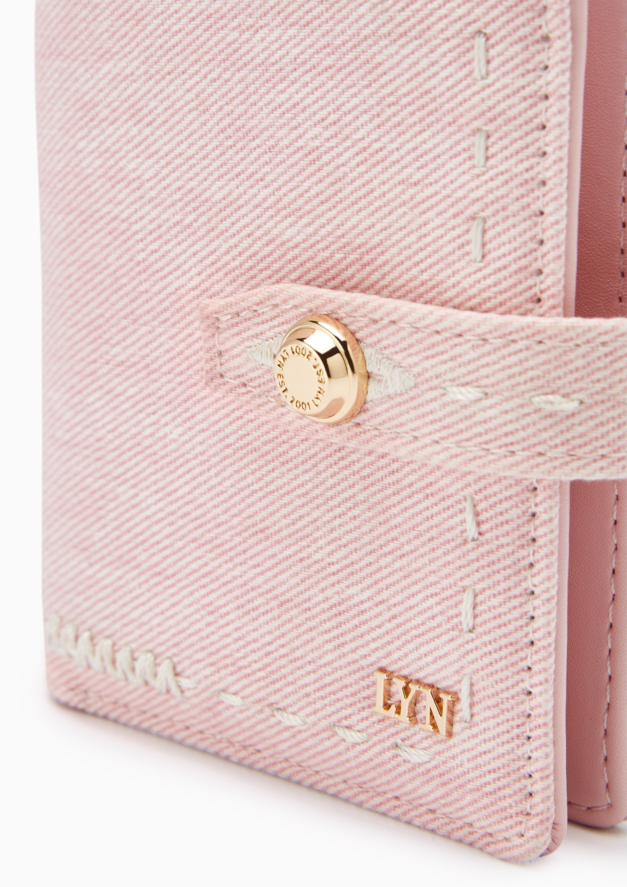 Re-Edit Stitched Bi-Fold Wallet - Light Pink