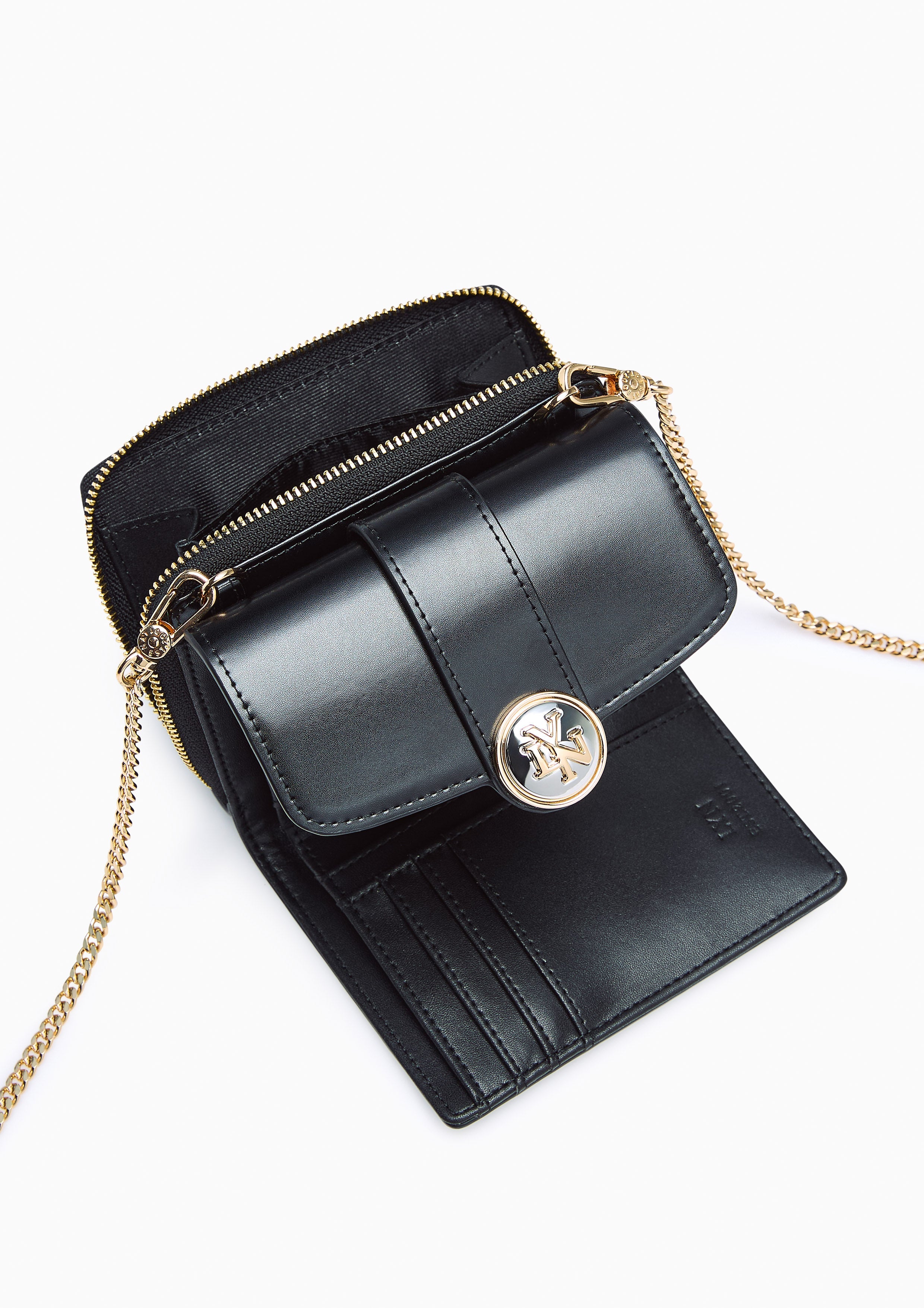 Venus Short Wallet On Chain - Black