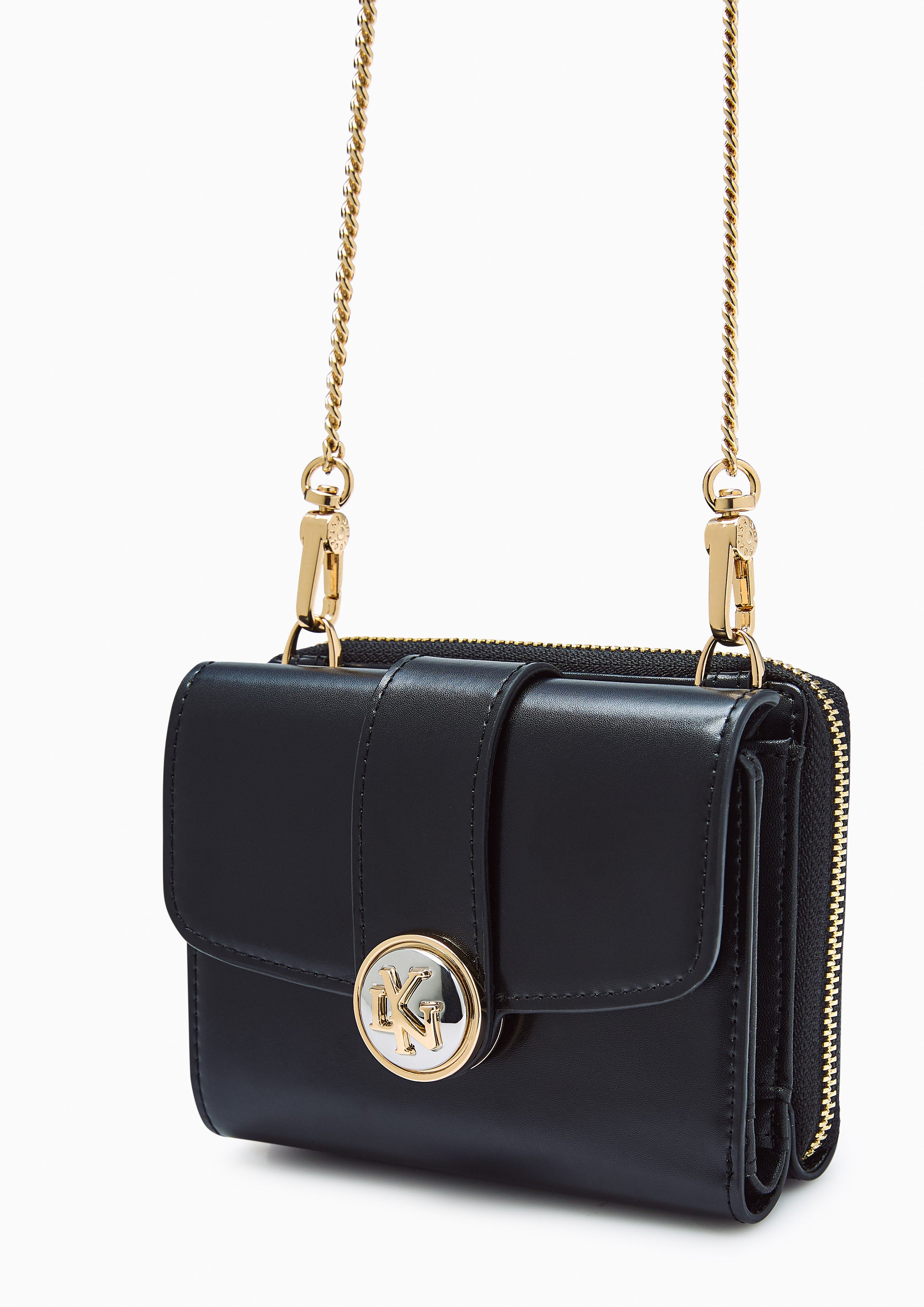 Venus Short Wallet On Chain - Black