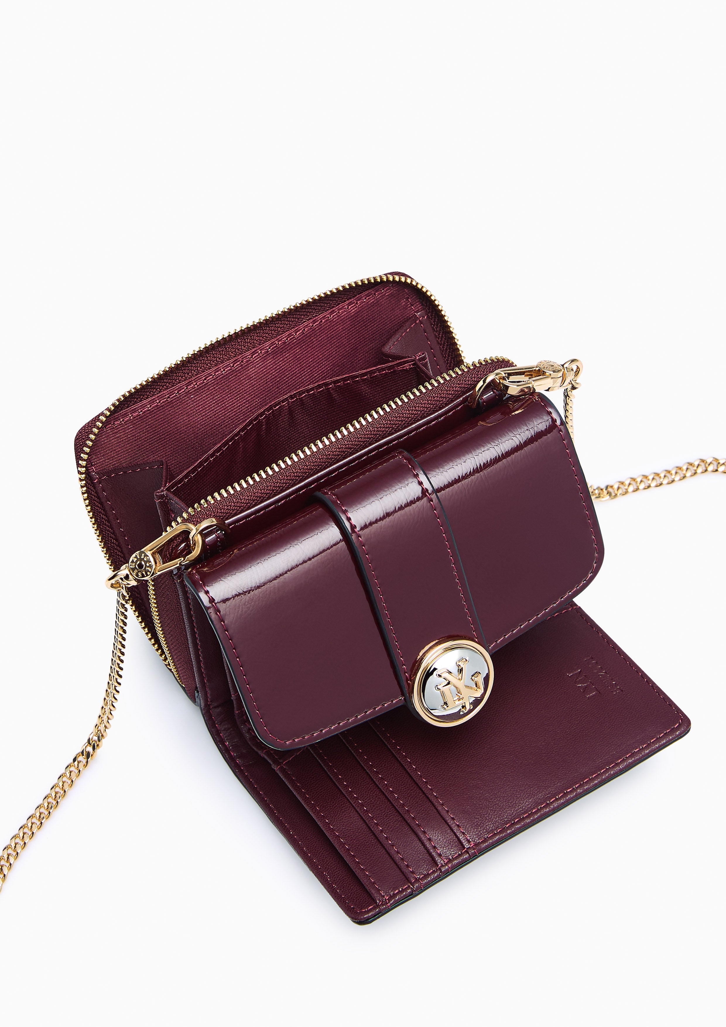 Venus Short Wallet On Chain - Dark Red