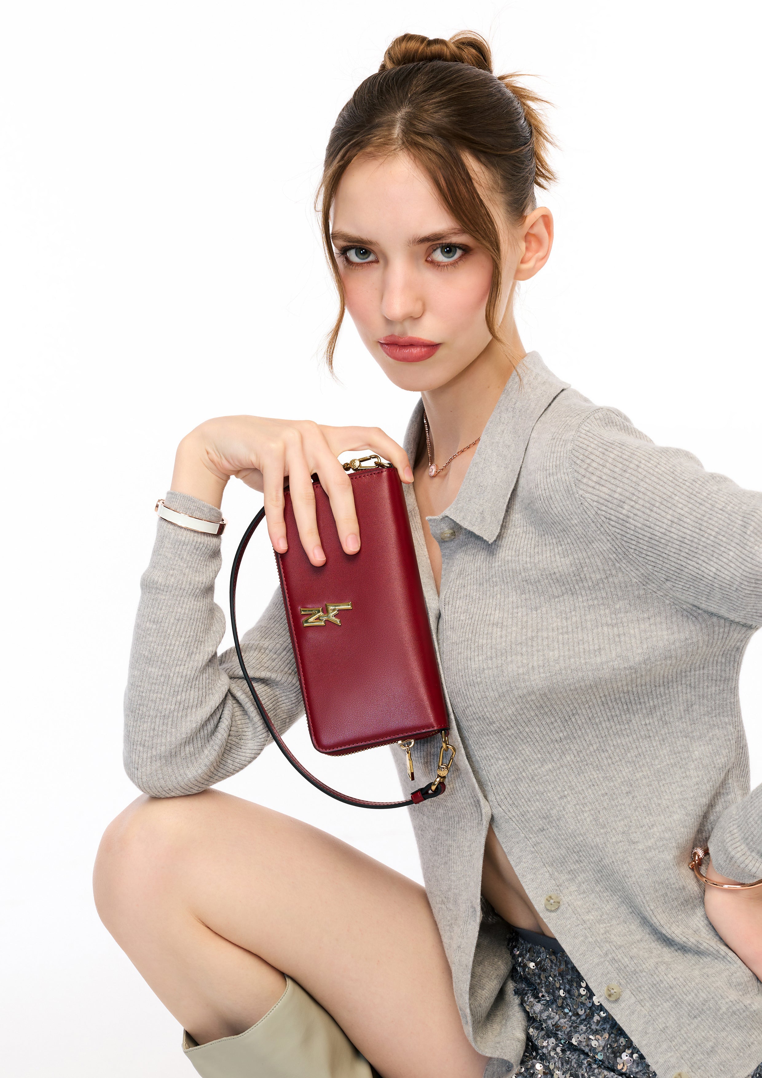 Ardel Long Wallet On Chain - Dark Red