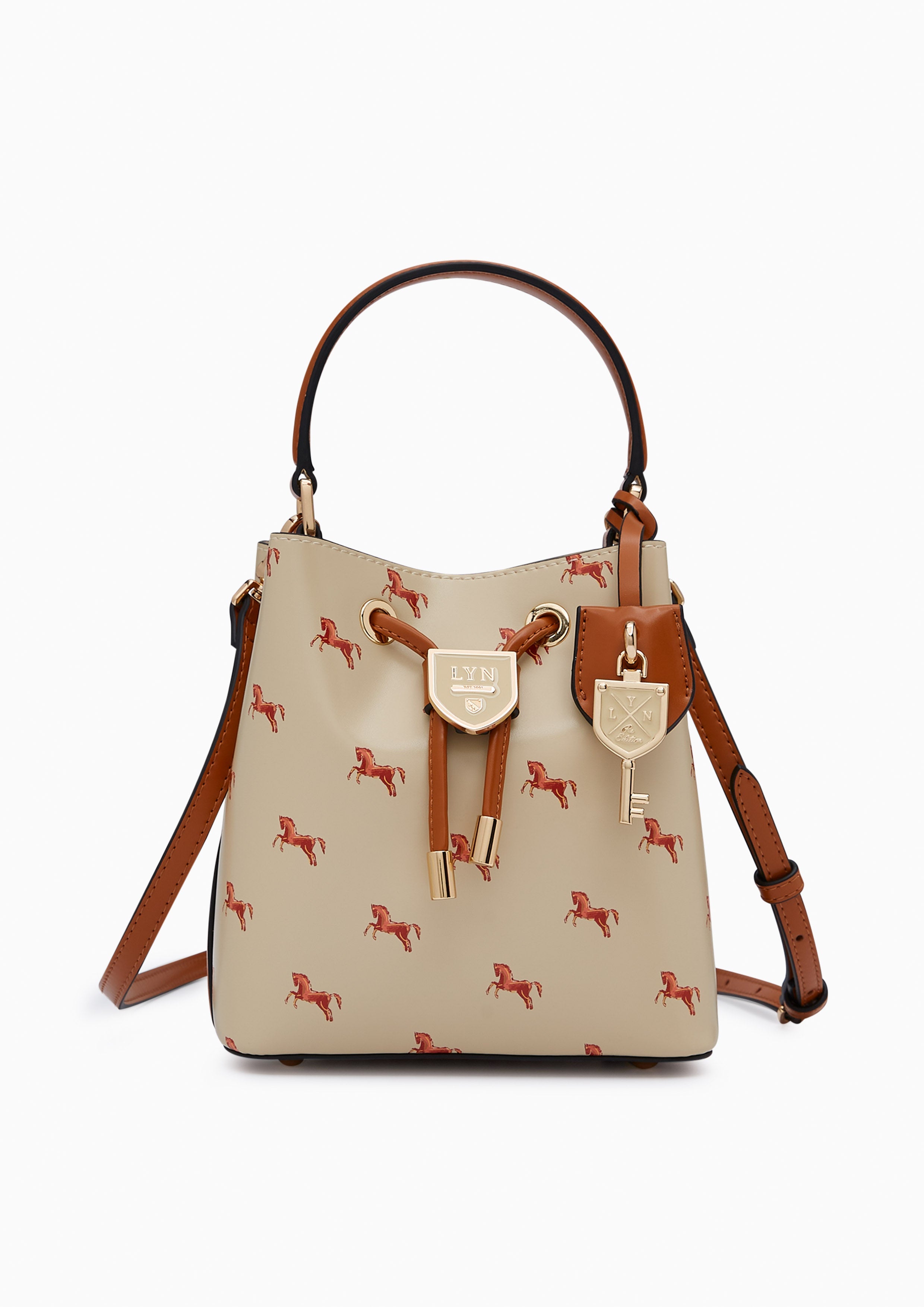 Re-Edit Carina Mustang Bucket Bag - Printed Beige