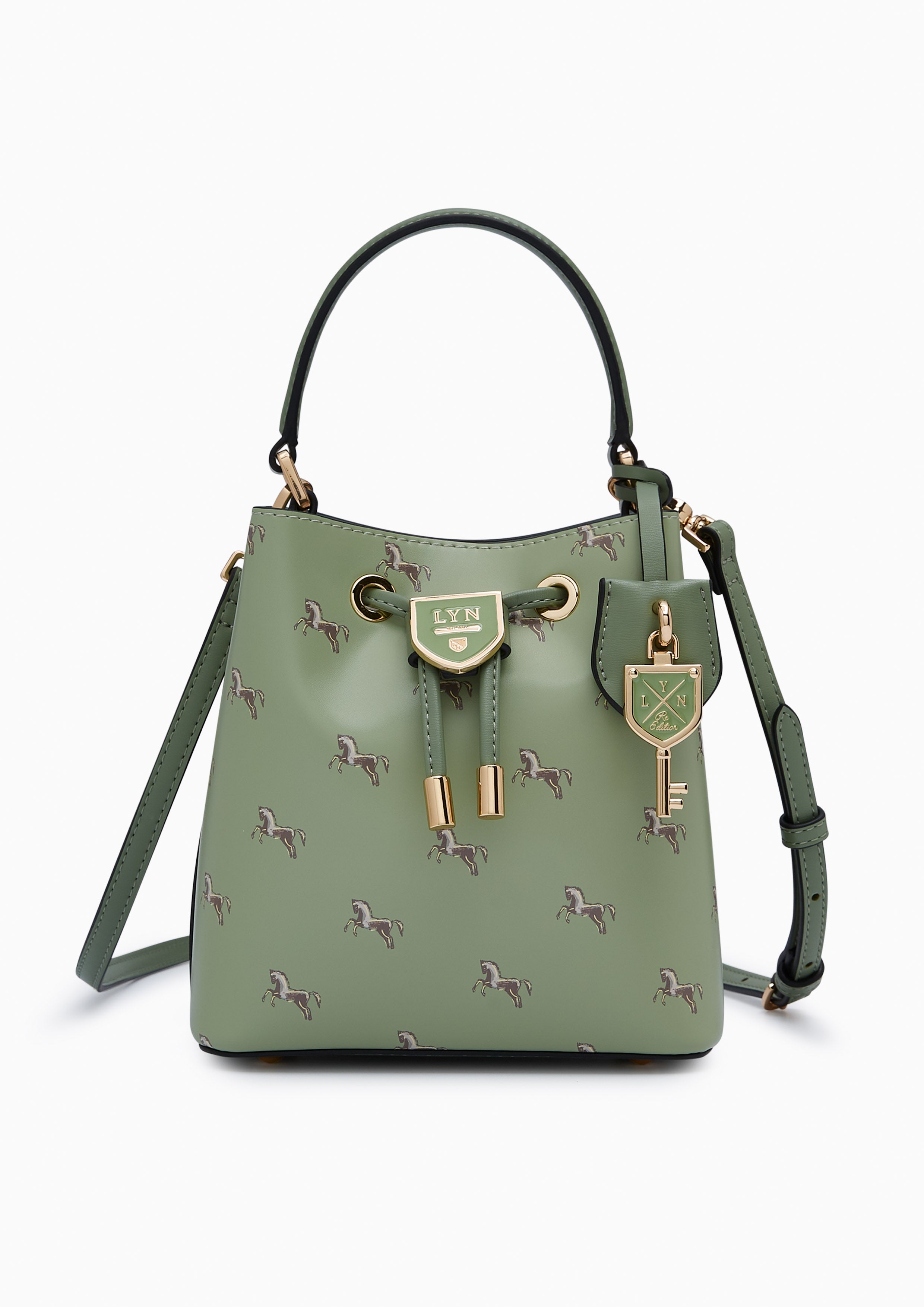 Re-Edit Carina Mustang Bucket Bag - Printed Green