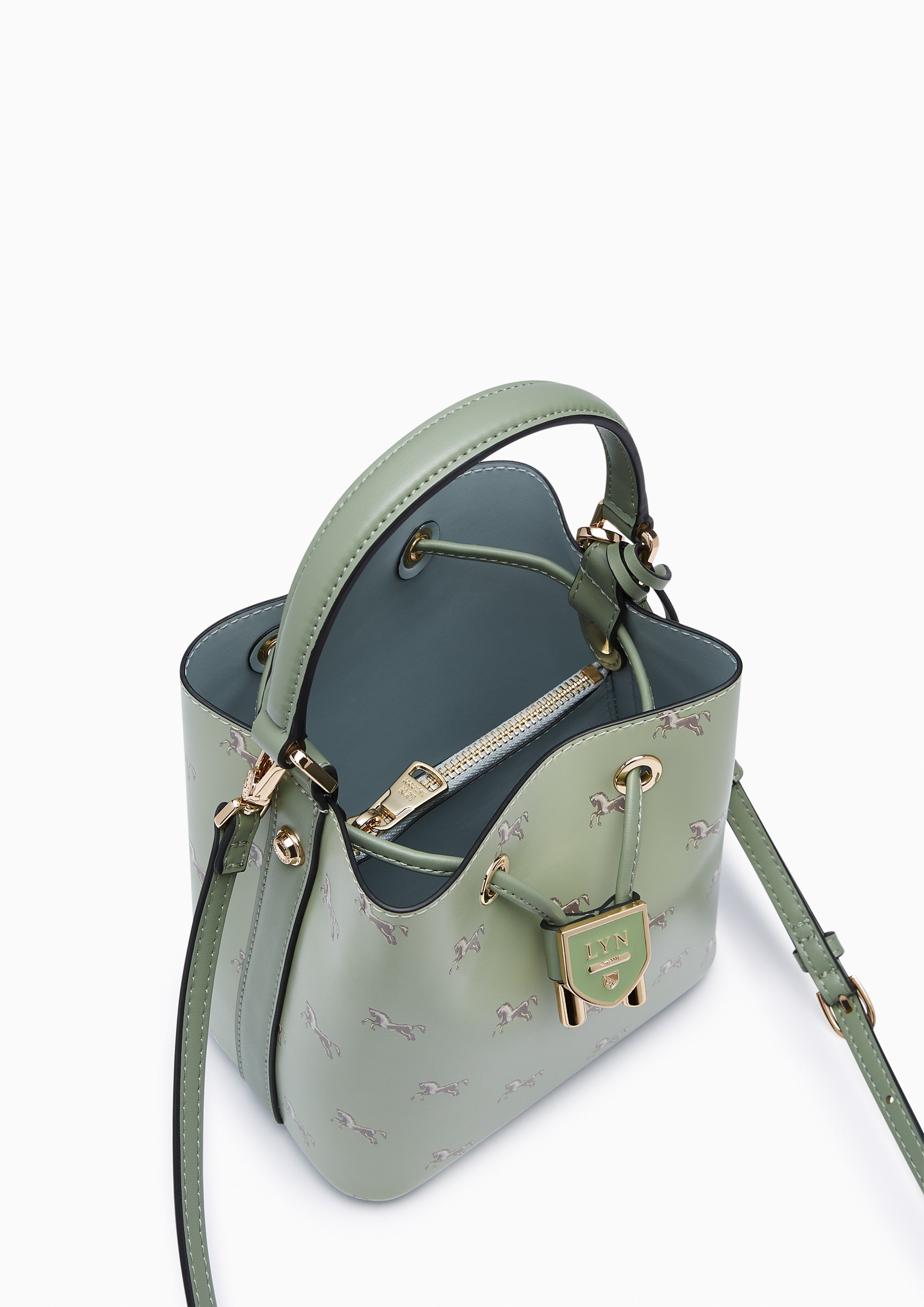 Re-Edit Carina Mustang Bucket Bag - Printed Green
