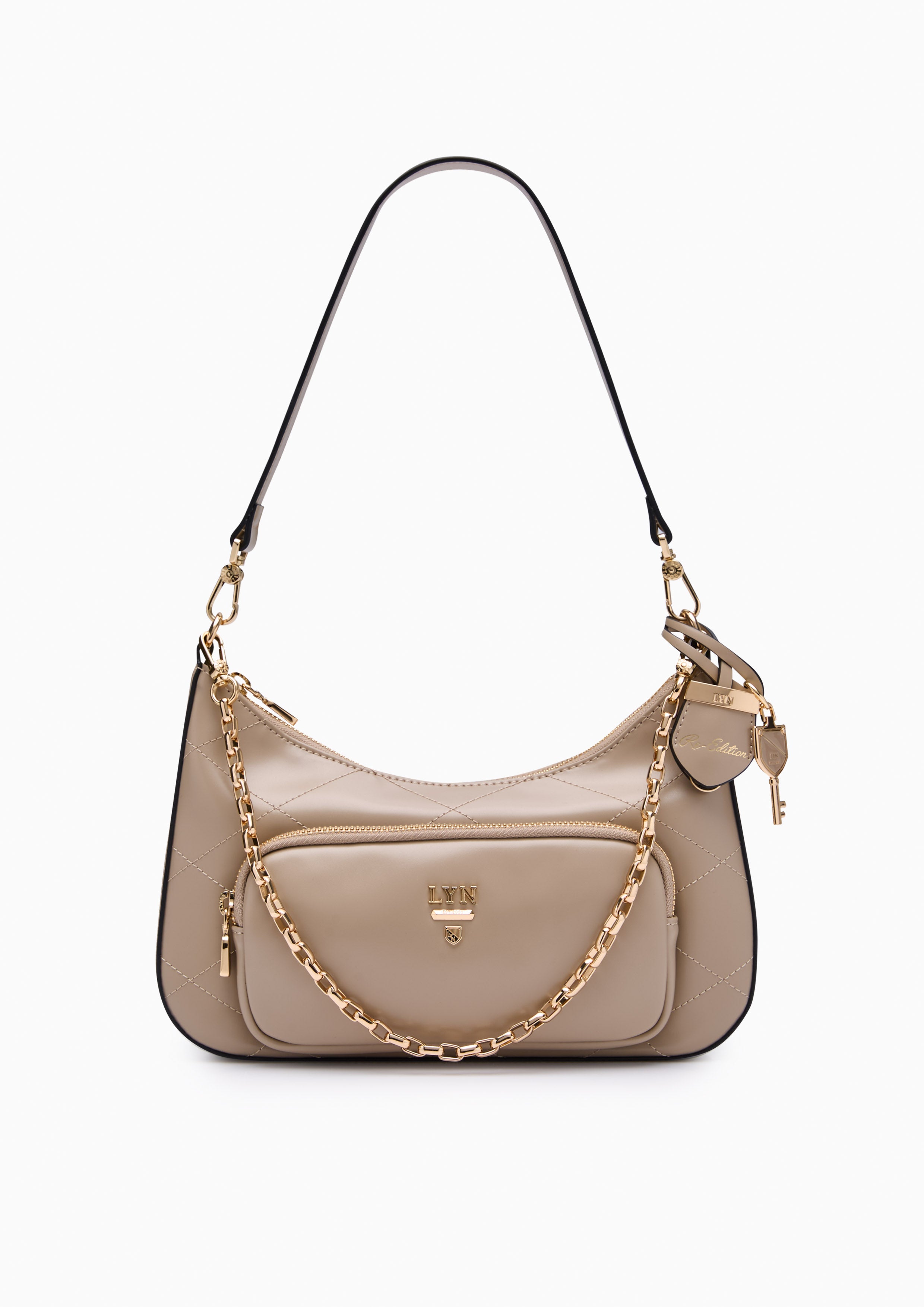 Re-Edit Rosee Quilt M Shoulder Bag - Taupe