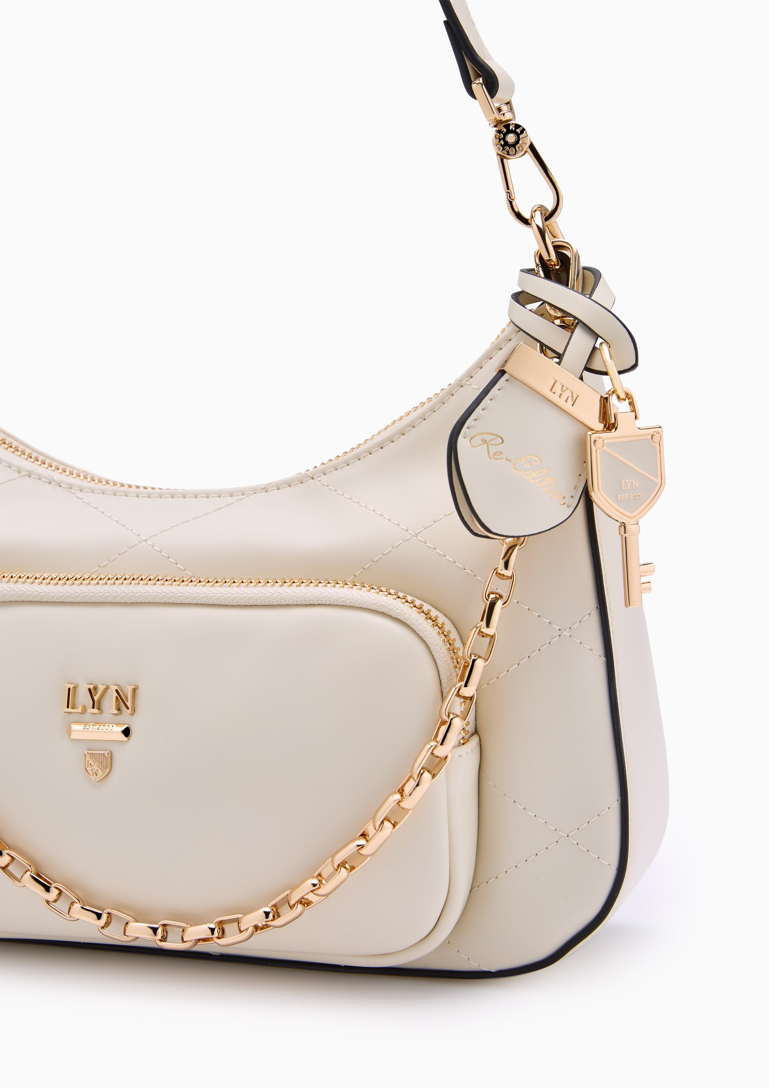 Re-Edit Rosee Quilt M Shoulder Bag - Ivory