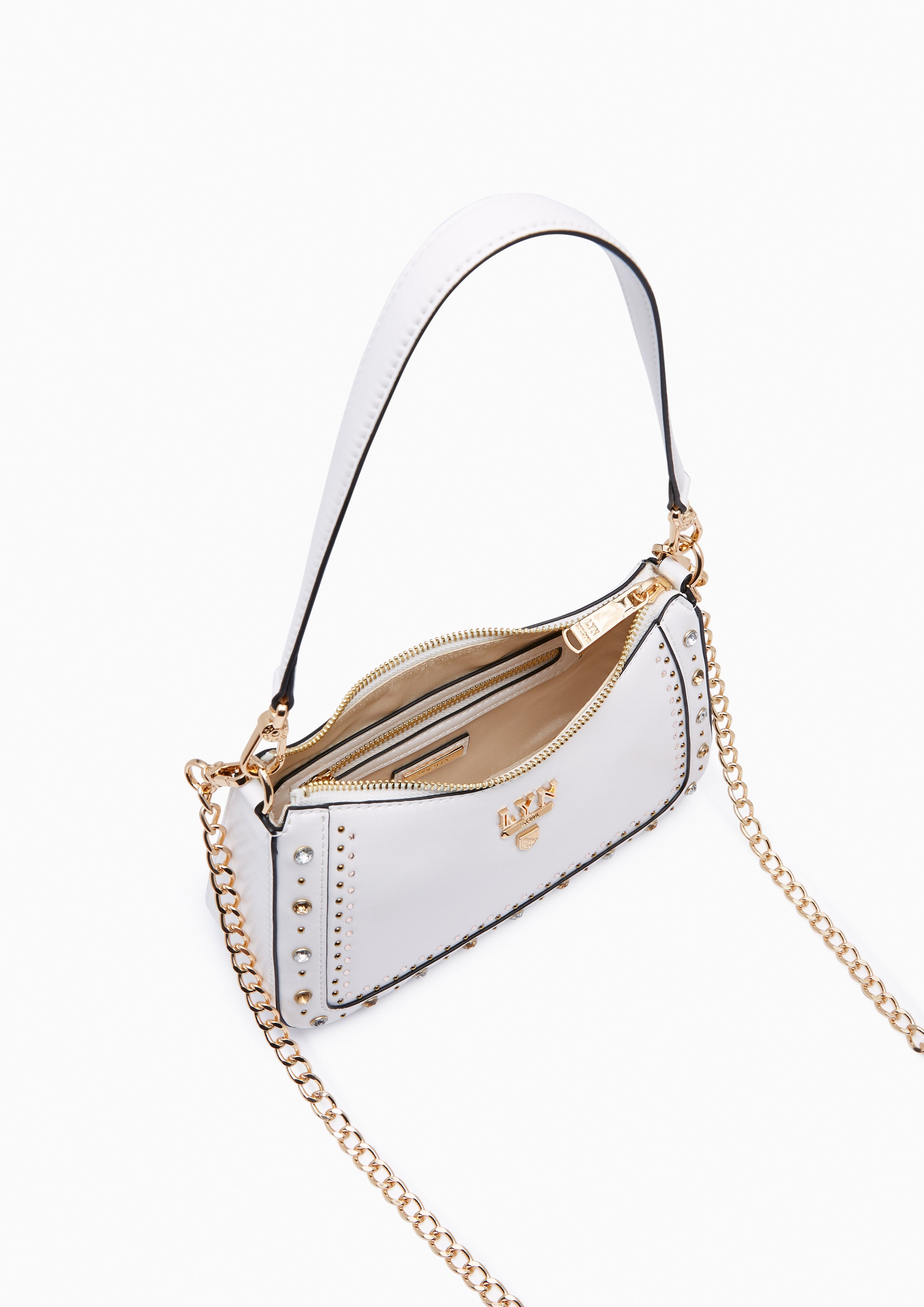 Tricia Avant Crystal Shoulder Bag - White