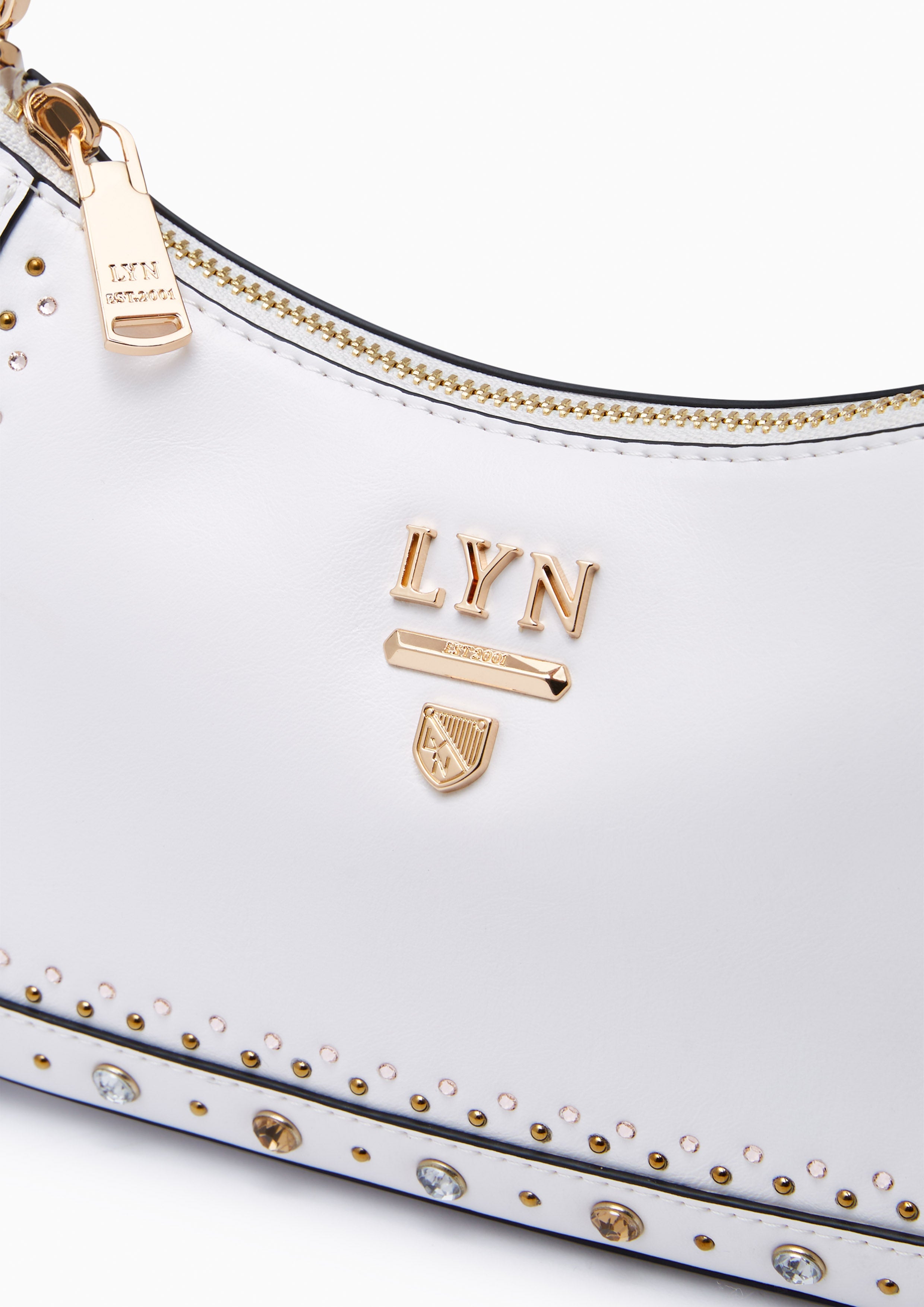 Tricia Avant Crystal Shoulder Bag - White