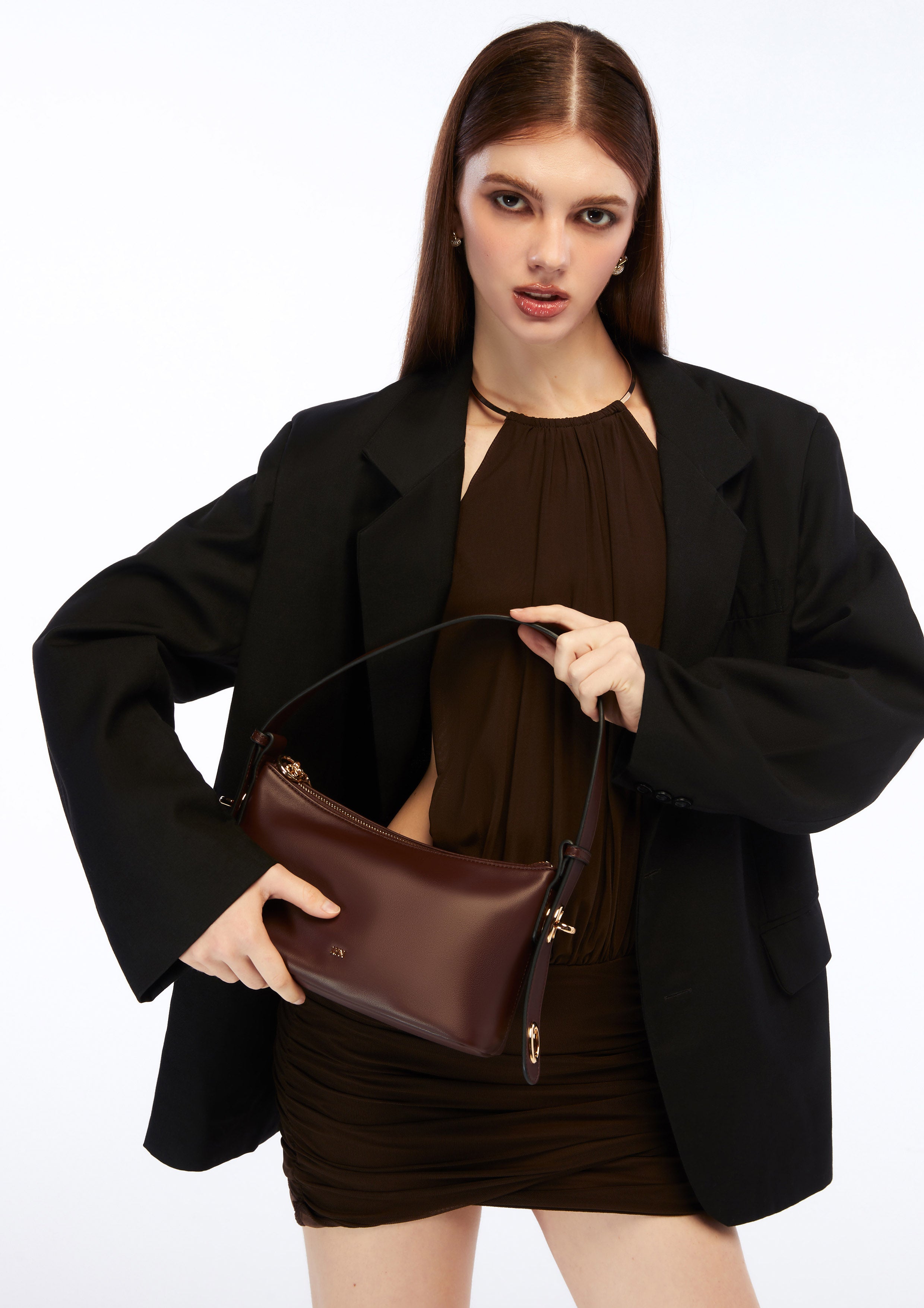 Jardin M Shoulder Bag - Dark Brown