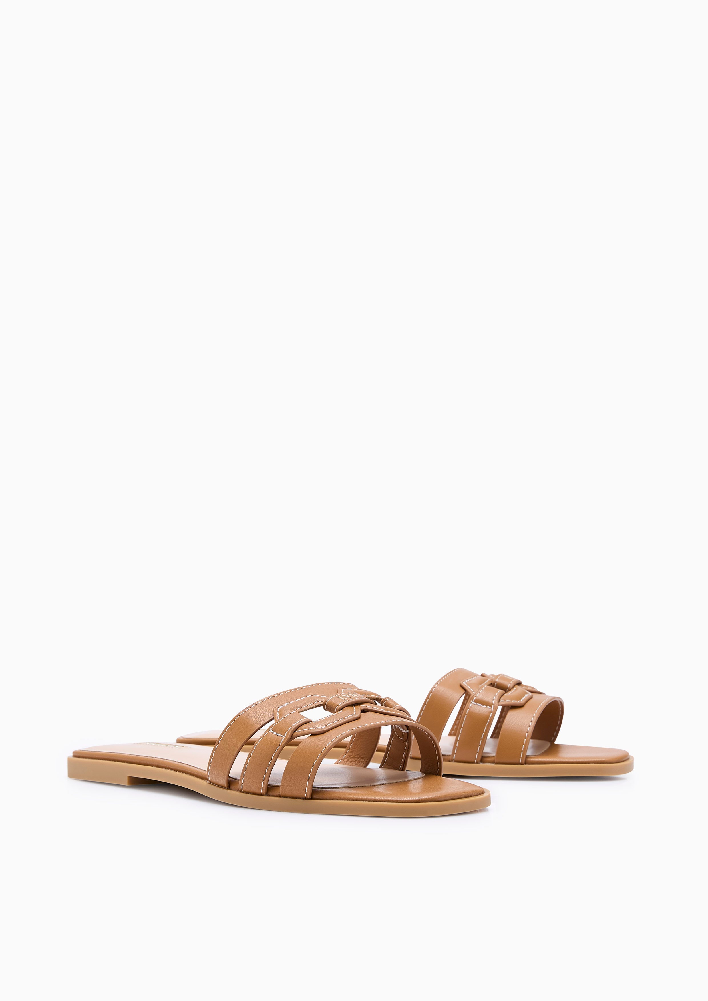Chain Flats And Sandals - Brown