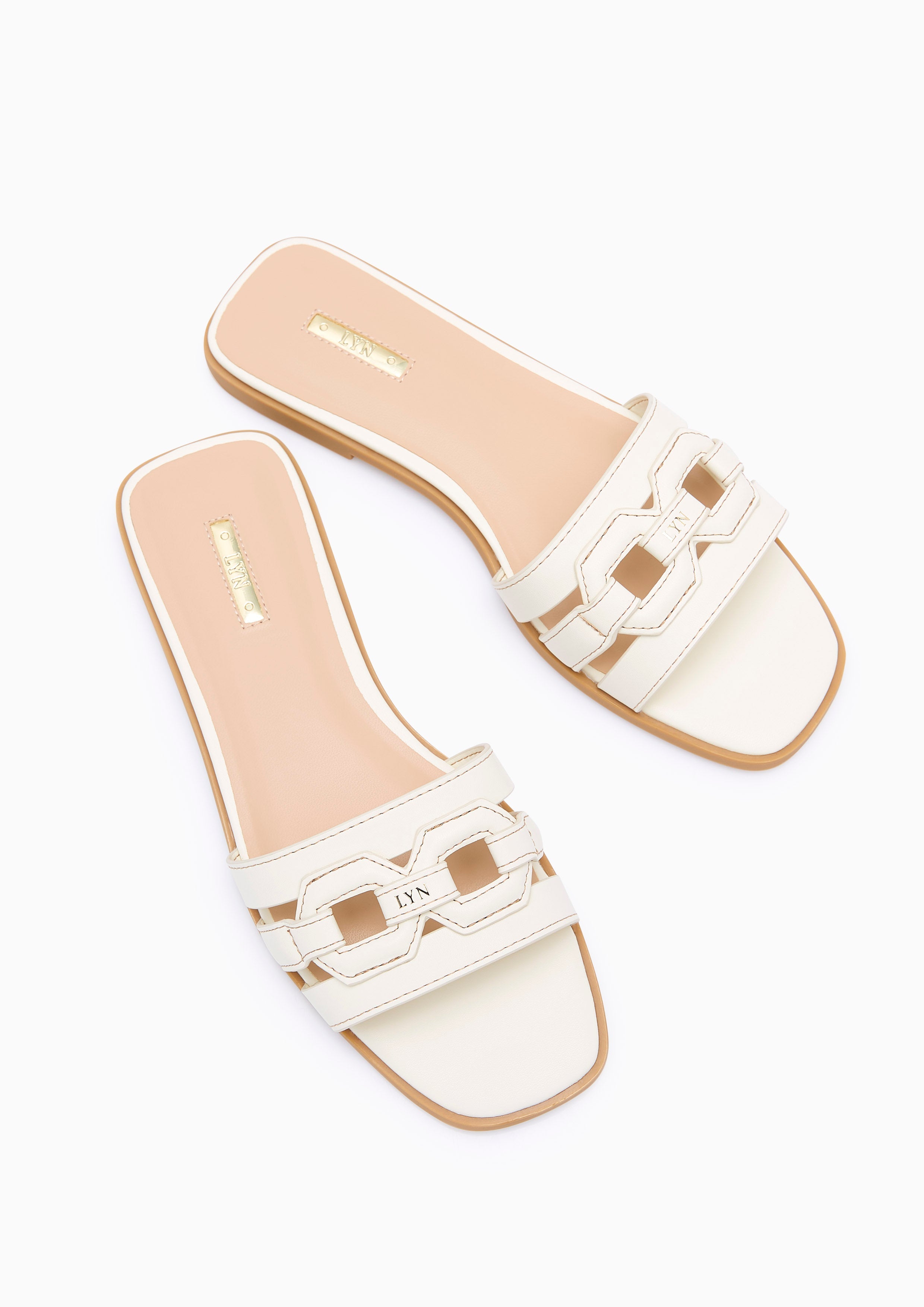 Chain Flats And Sandals - Ivory