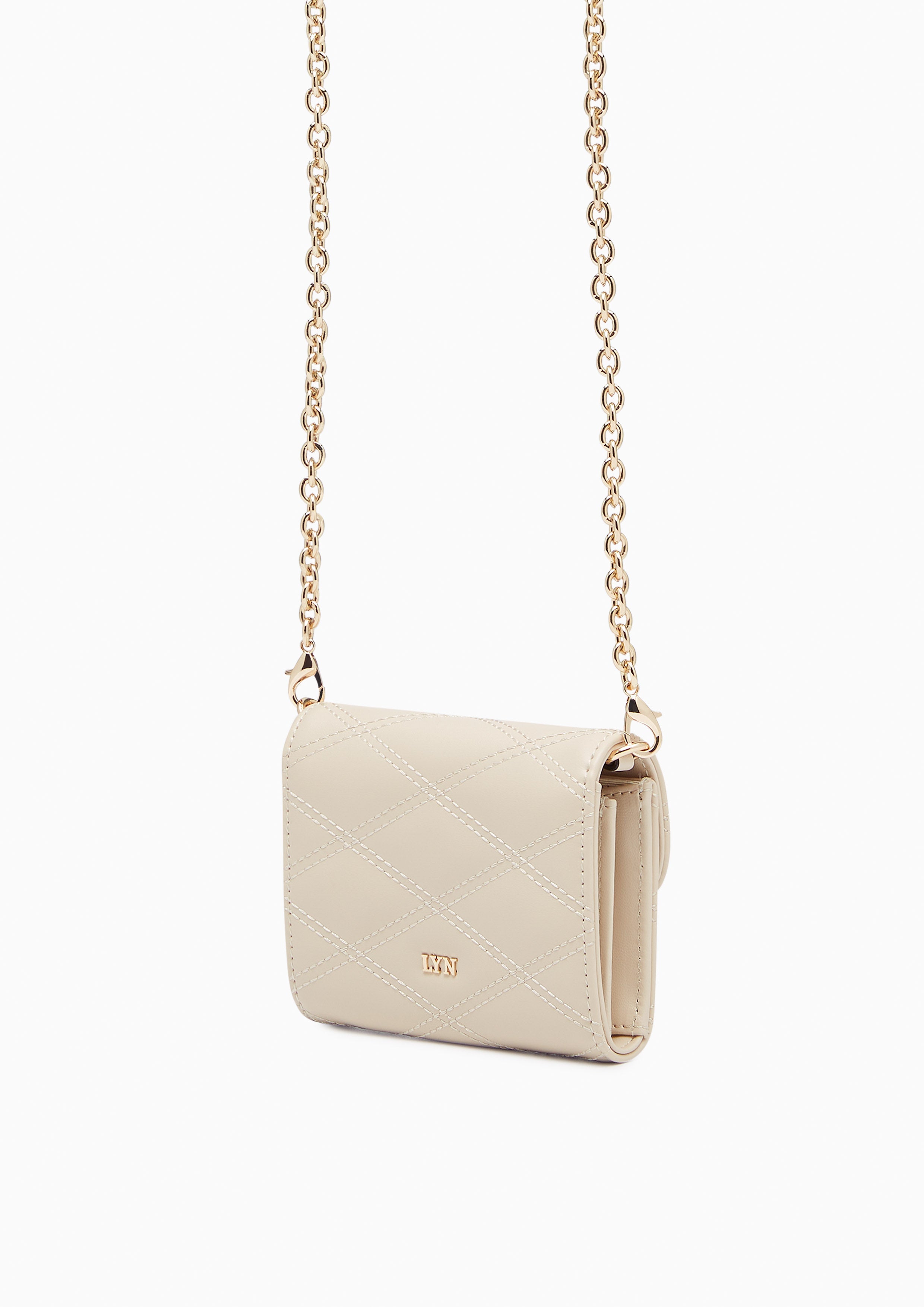 Barley Short Wallet On Chain - Light Beige