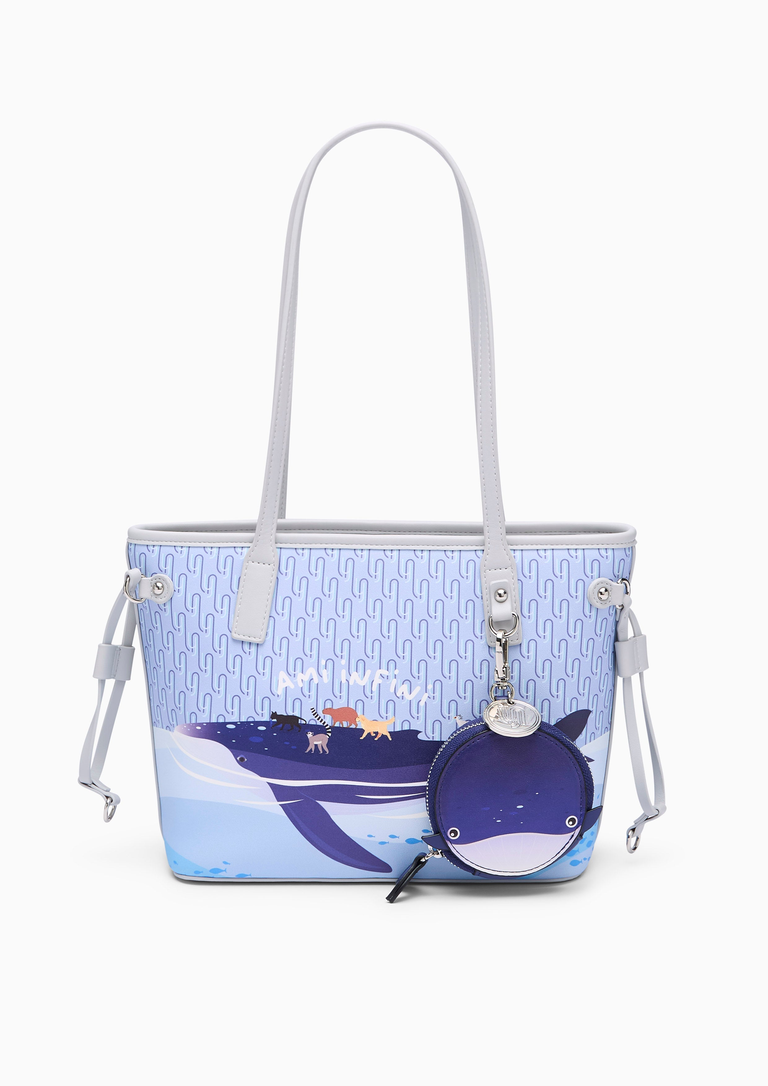 Amitie Infinite L Tote Bag - Printed Blue