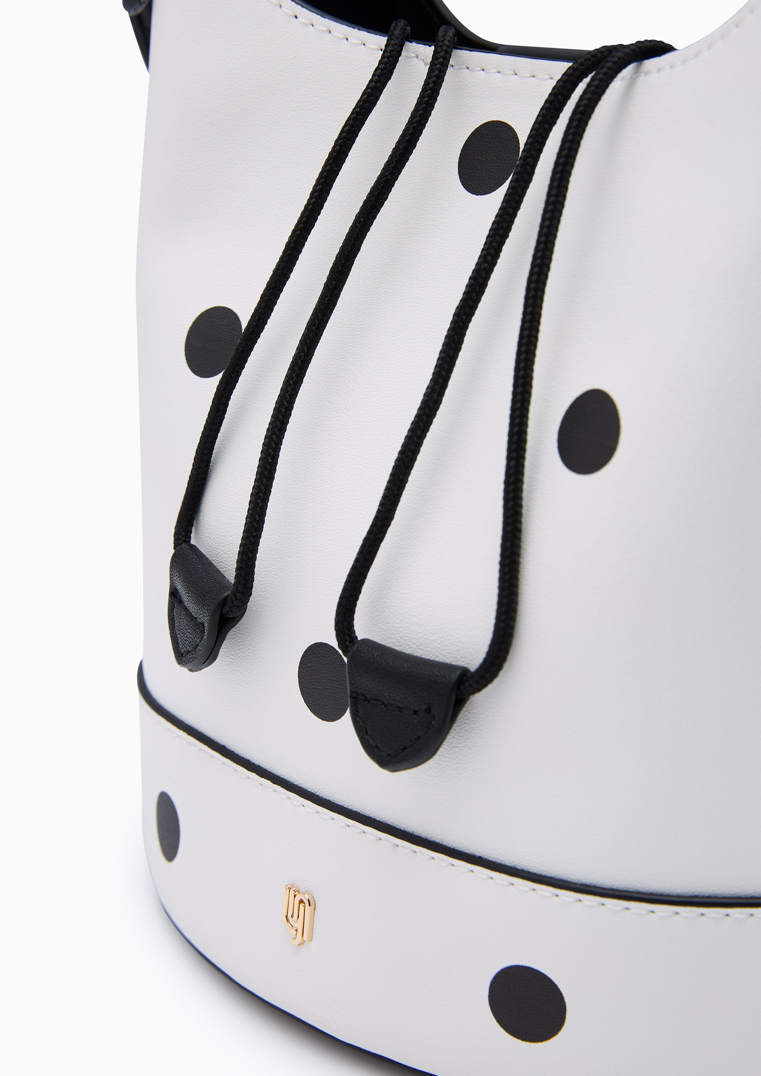Abeny Polka Dot Infinite Bucket Bag - Printed White