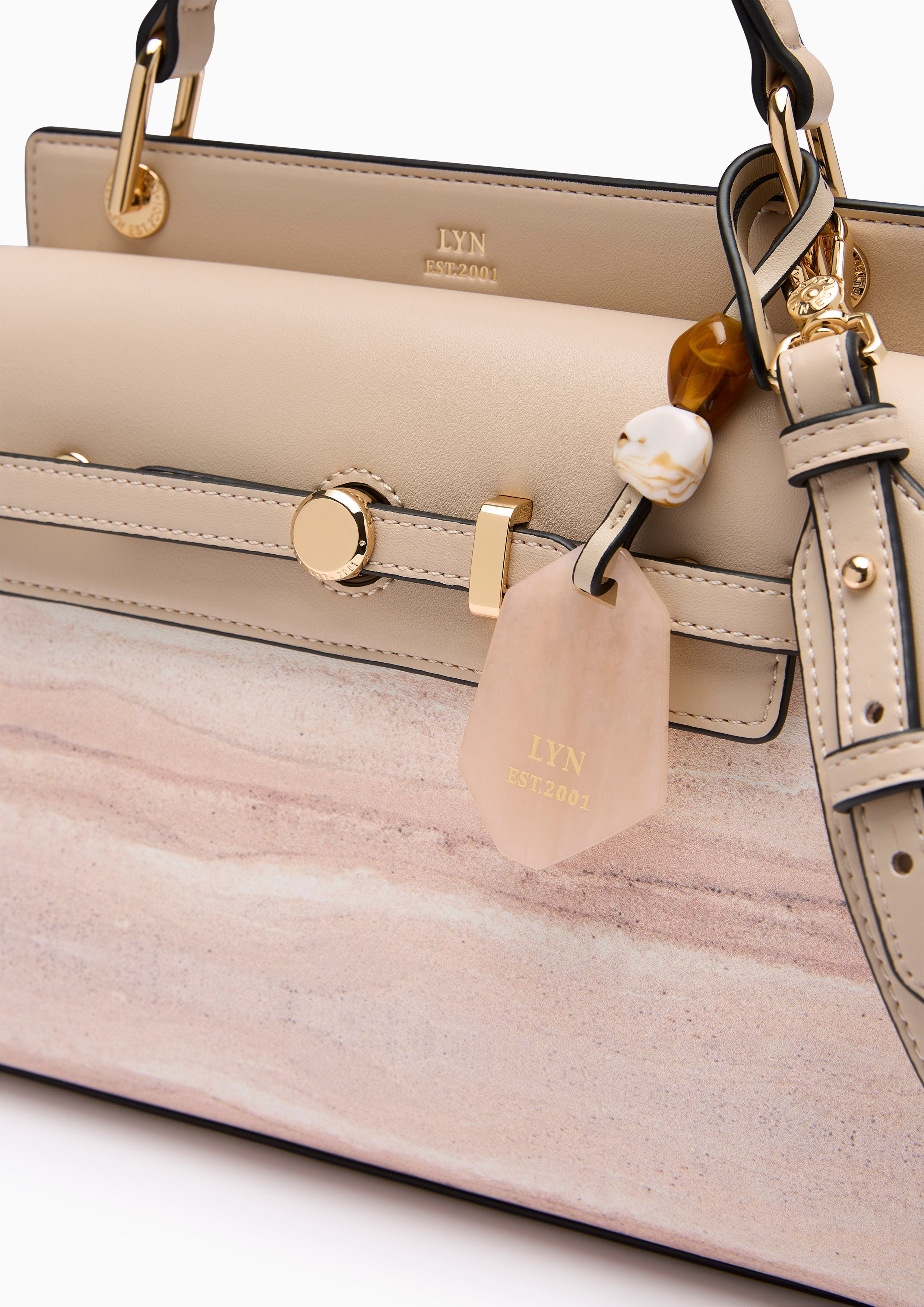 Anderson Earthy Top M Handbag - Printed Beige