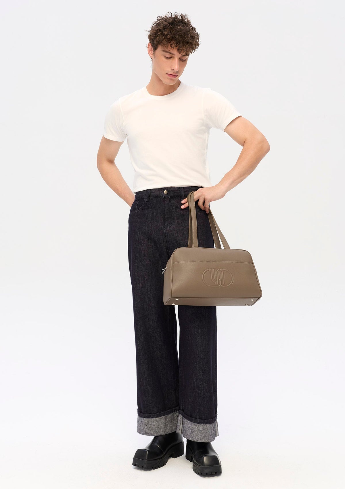 Tyler Infinite L Shoulder Bag - Dark Printed Grey