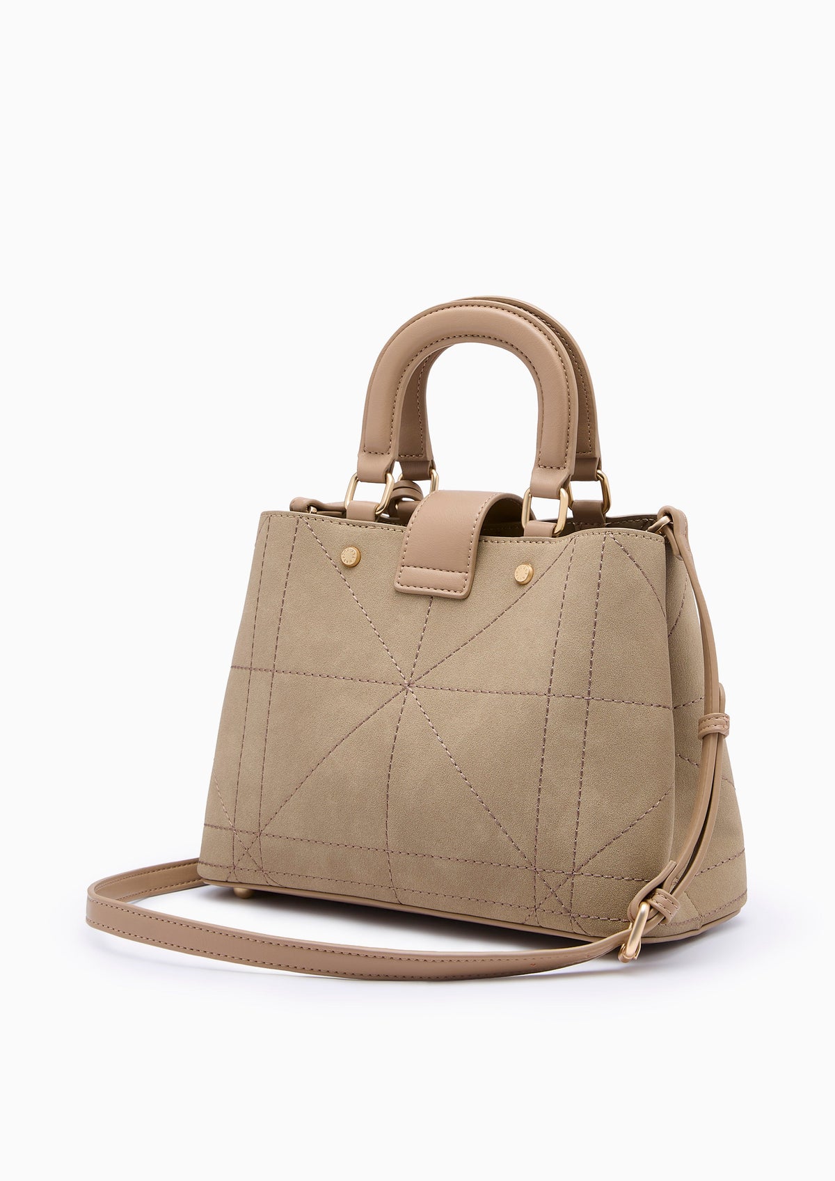 Re-Edit Athena Grid L Crossbody Bag - Light Beige