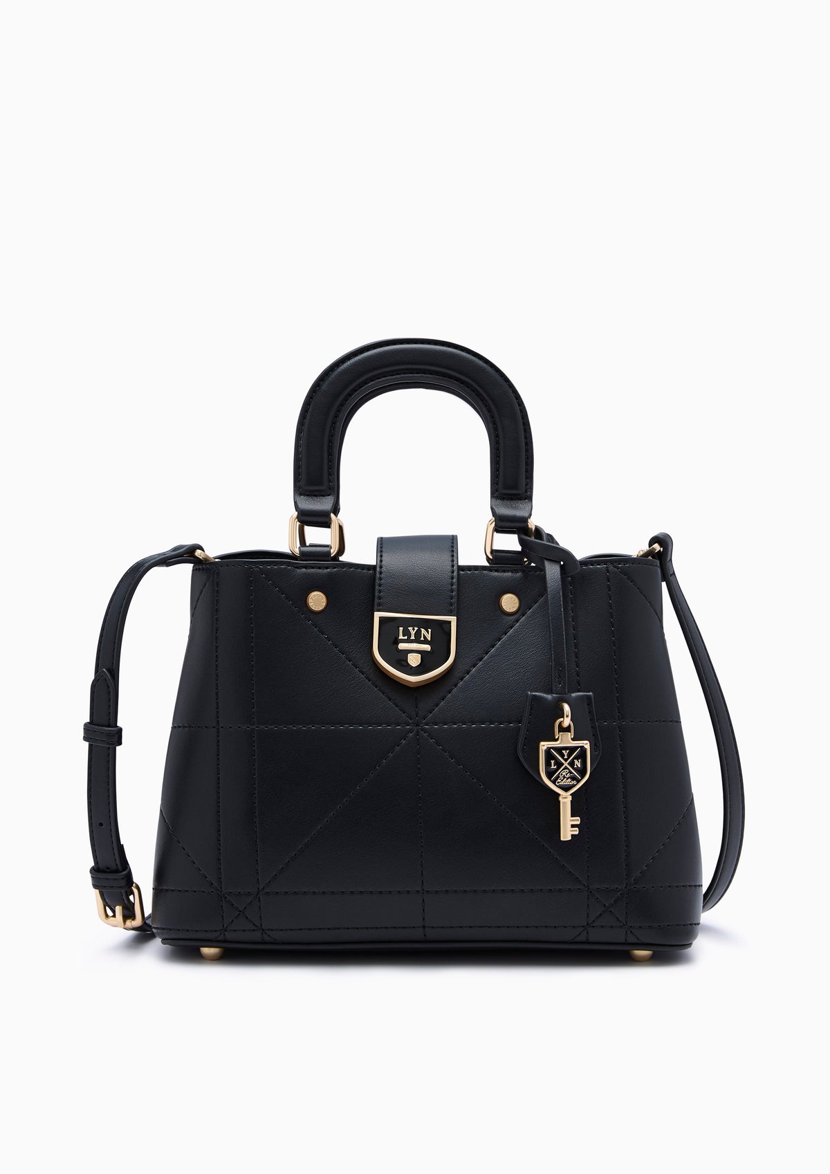 Re-Edit Athena Grid L Crossbody Bag - Black