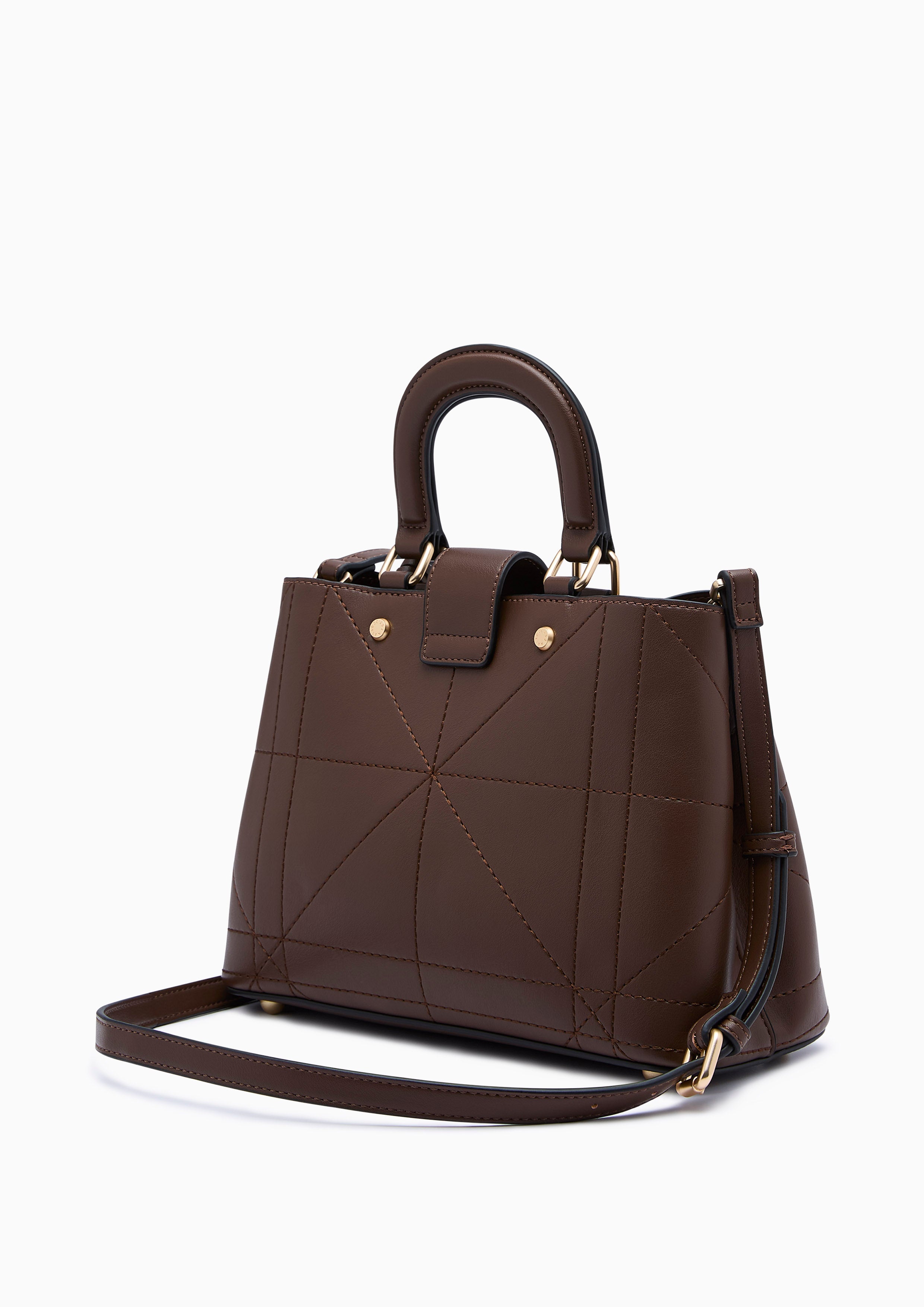 Re-Edit Athena Grid L Crossbody Bag - Dark Brown
