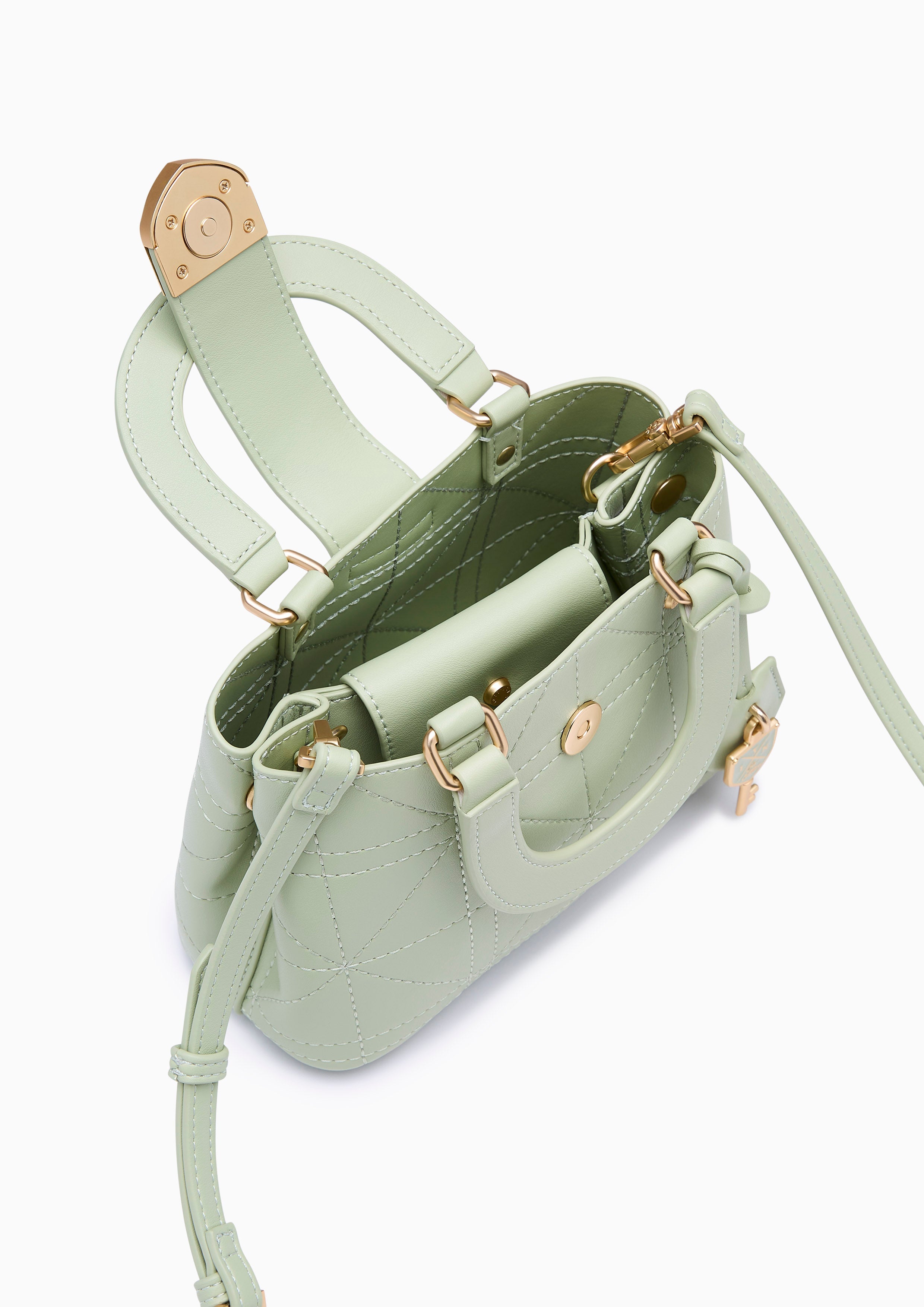 Re-Edit Athena Grid S Crossbody Bag - Light Green