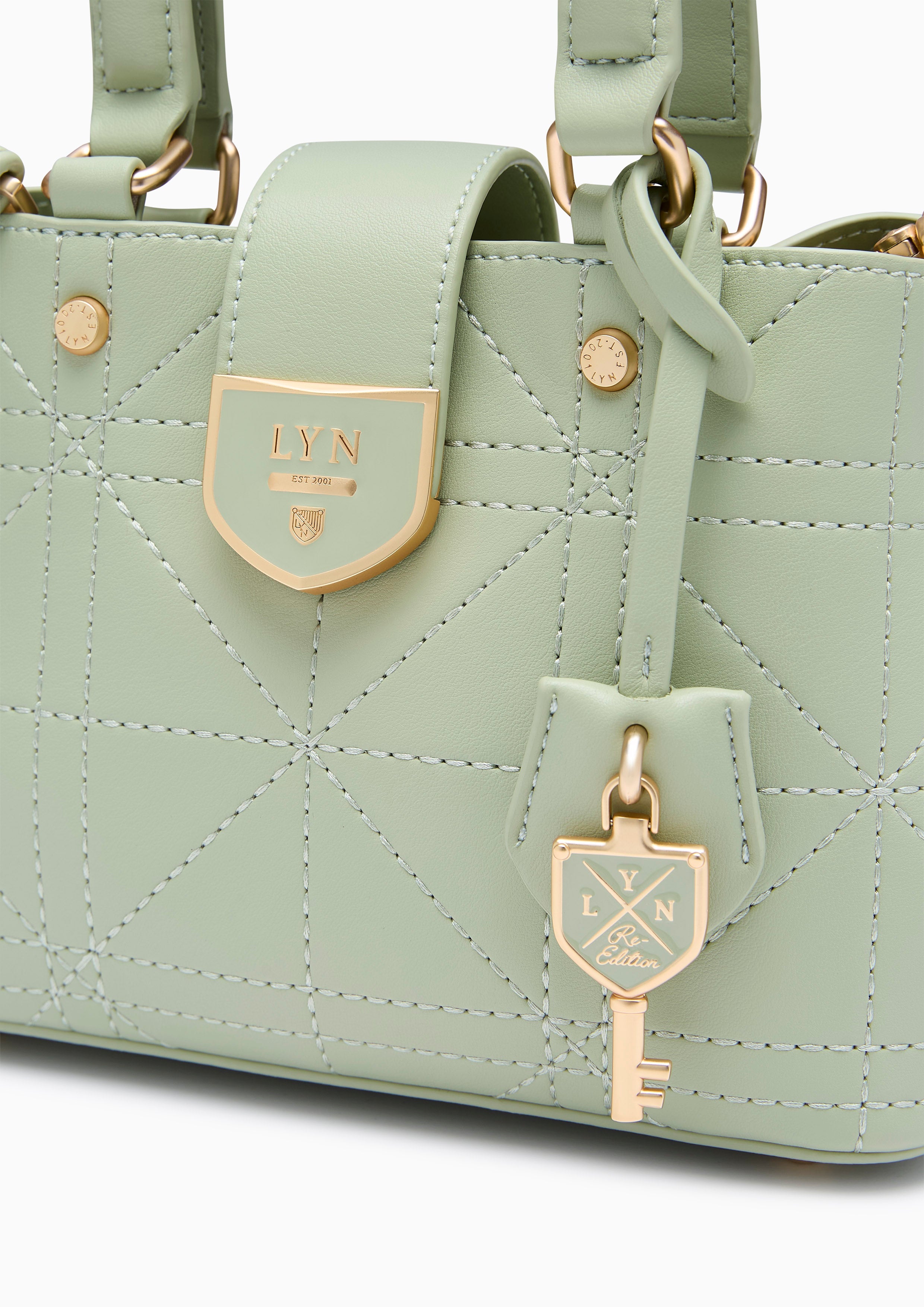 Re-Edit Athena Grid S Crossbody Bag - Light Green