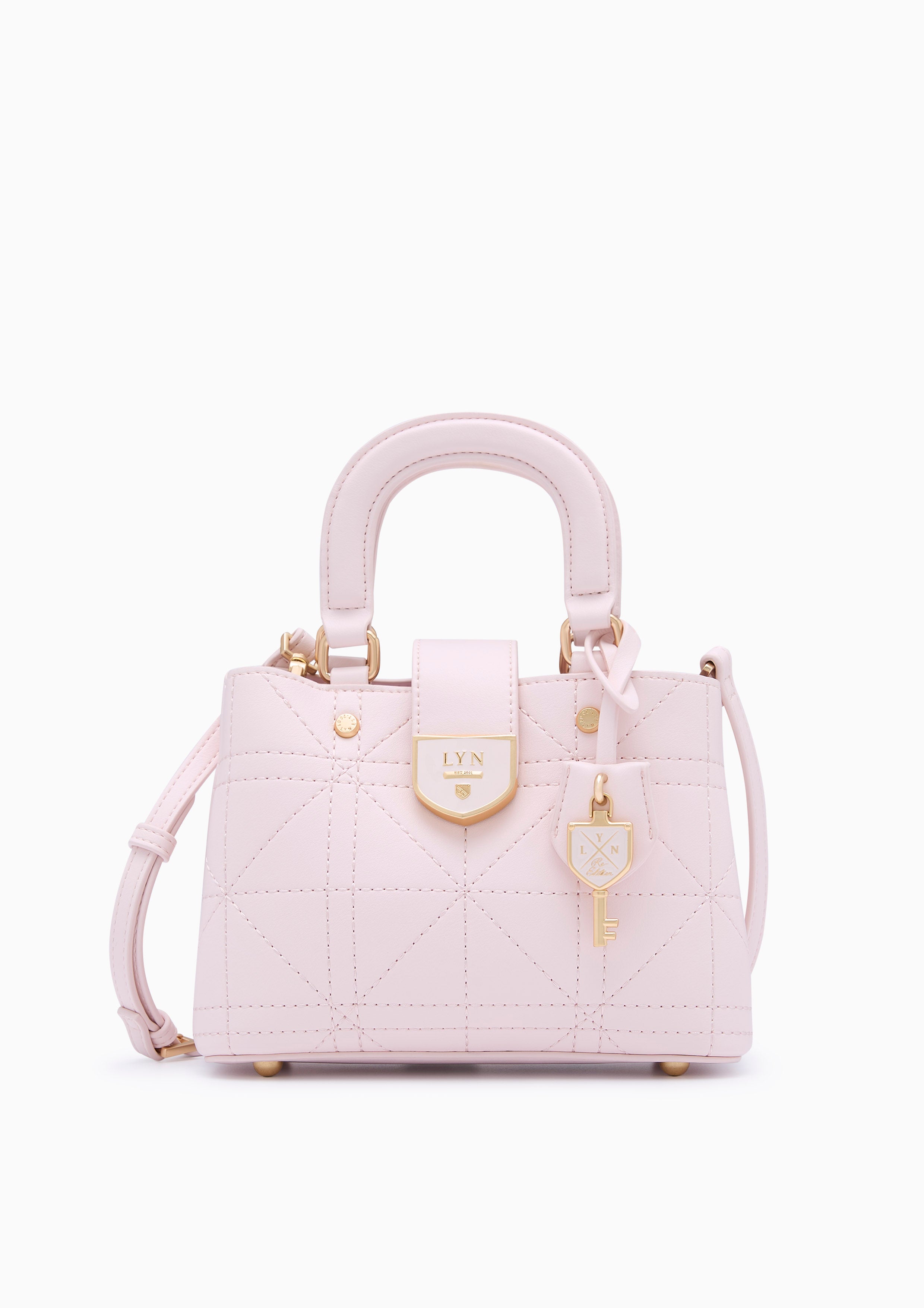 Re-Edit Athena Grid S Crossbody Bag - Light Pink