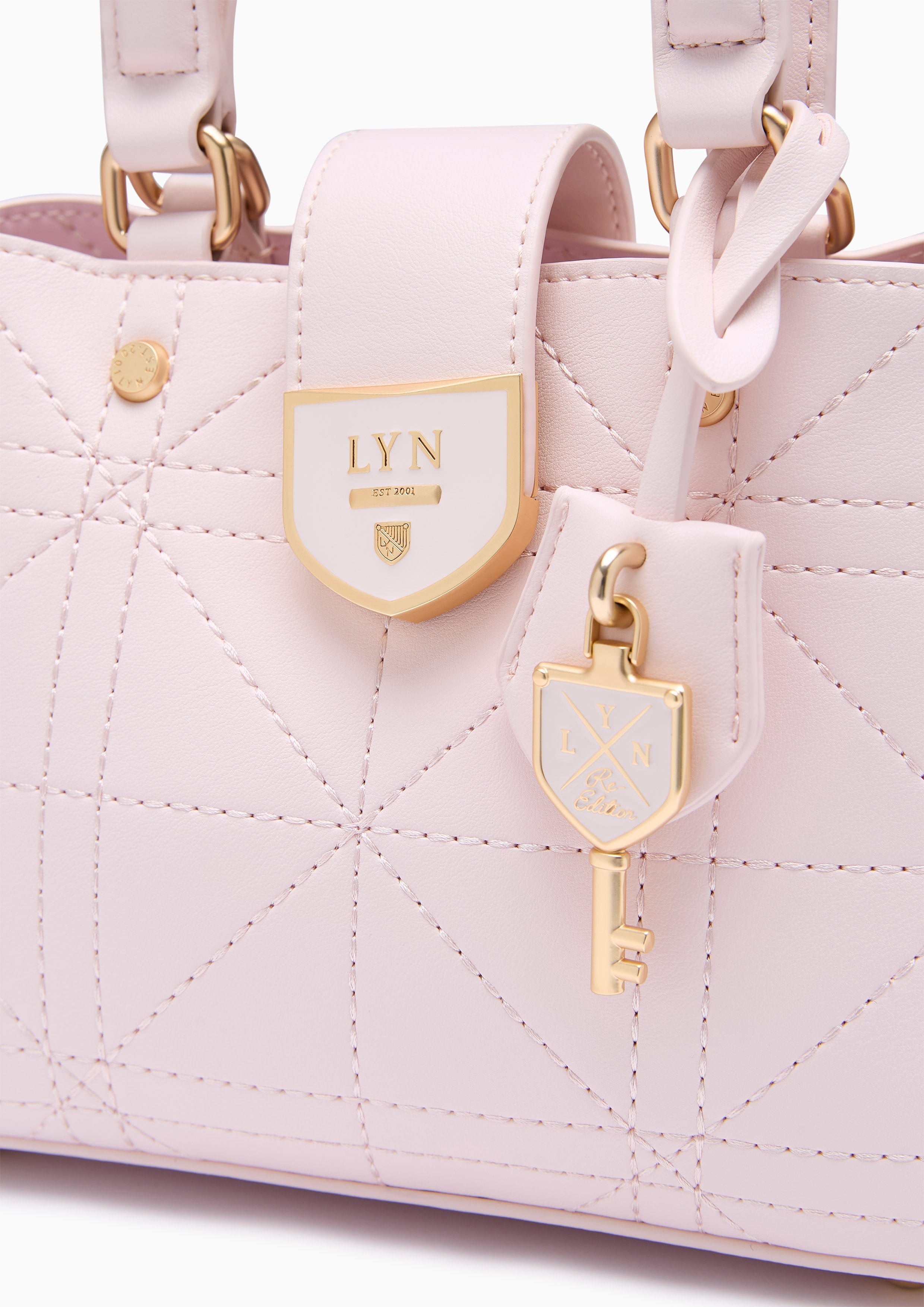 Re-Edit Athena Grid S Crossbody Bag - Light Pink