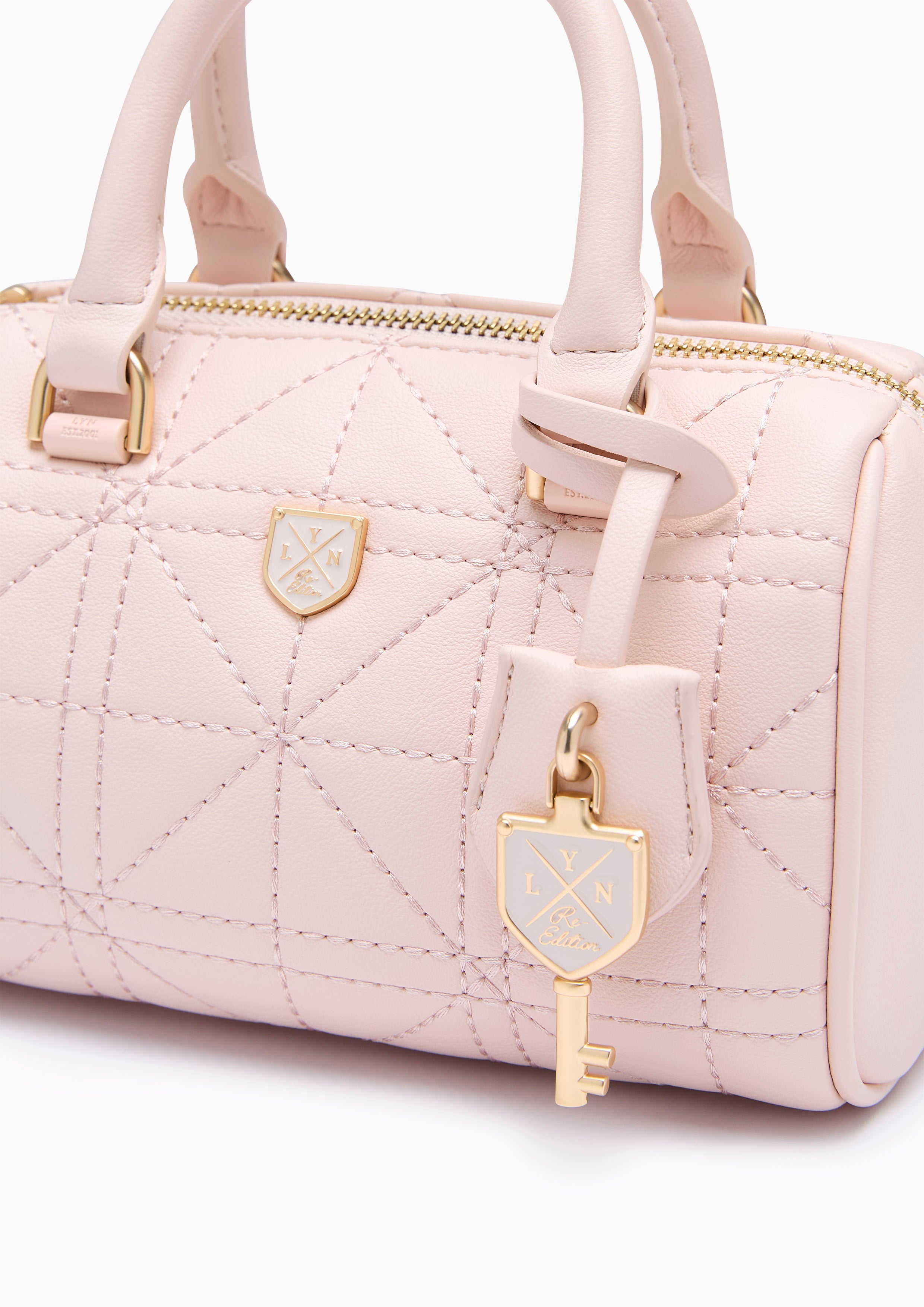 Re-Edit Burton Grid Duffle S Handbag - Light Pink