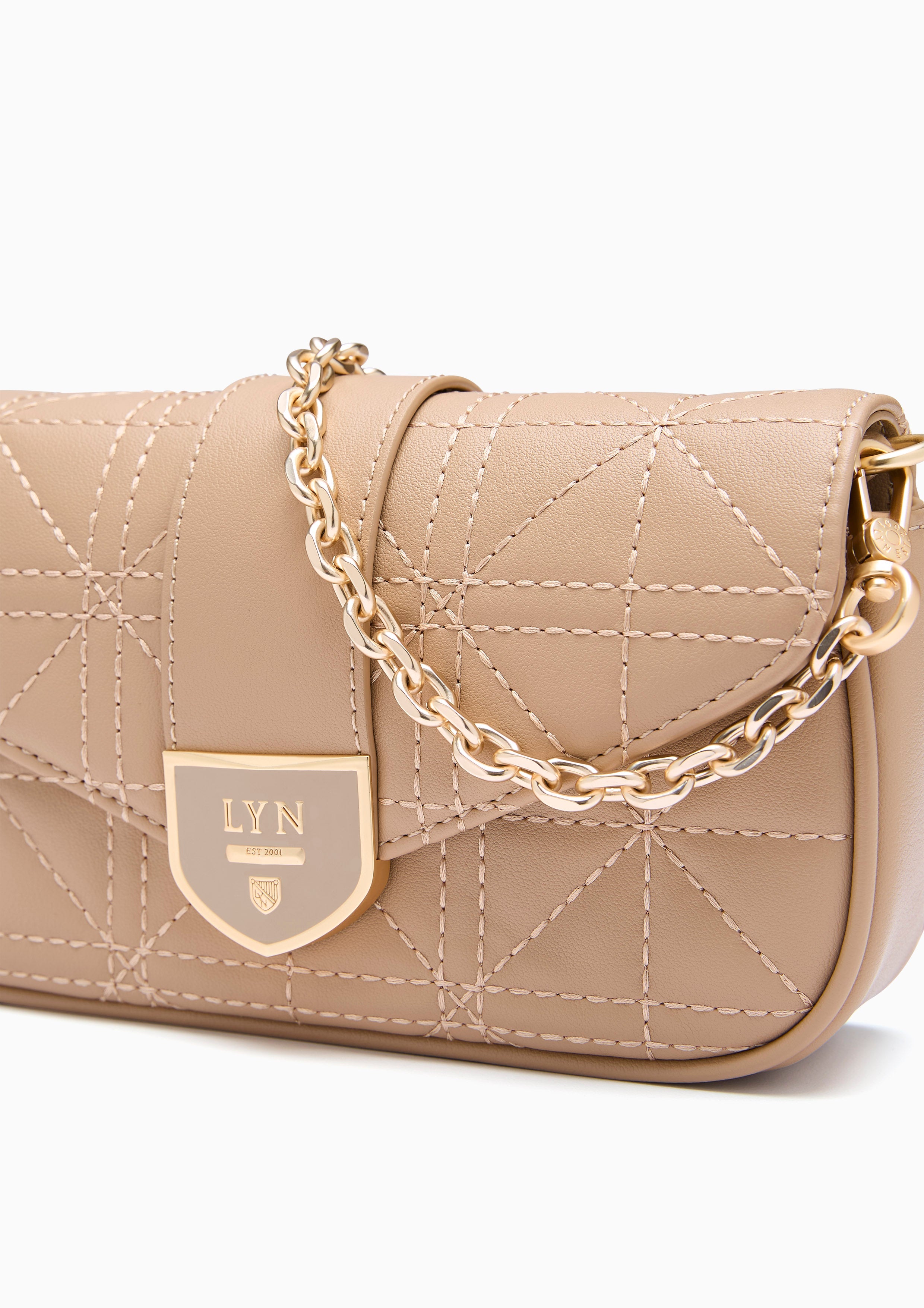 Re-Edit Acasia Grid Mini Crossbody Bag - Beige