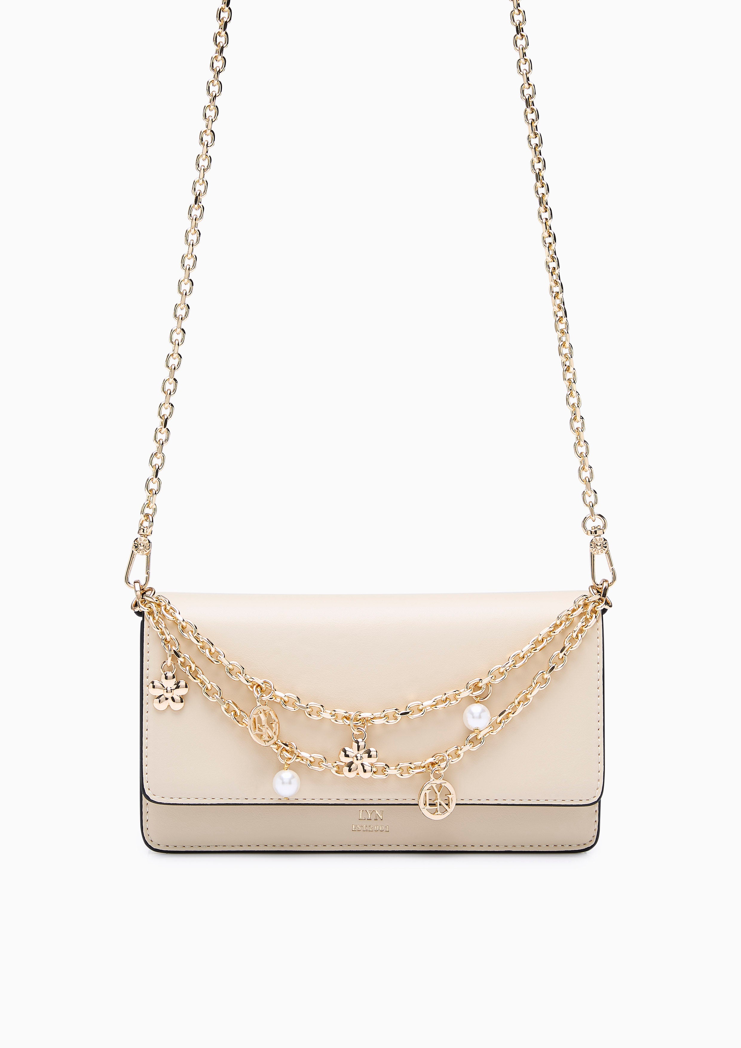 Bailey Long Wallet On Chain - Light Beige