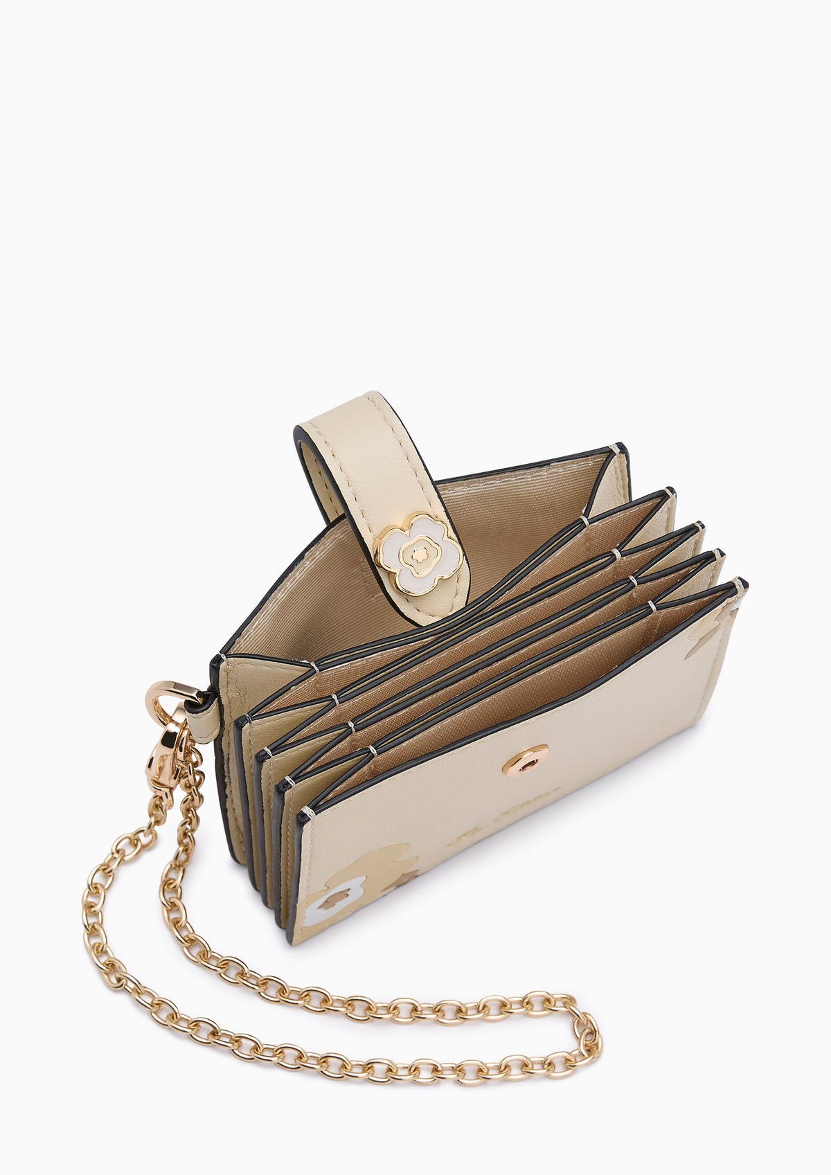 Poppy Card Holder Wallet On Chain - Printed Nude