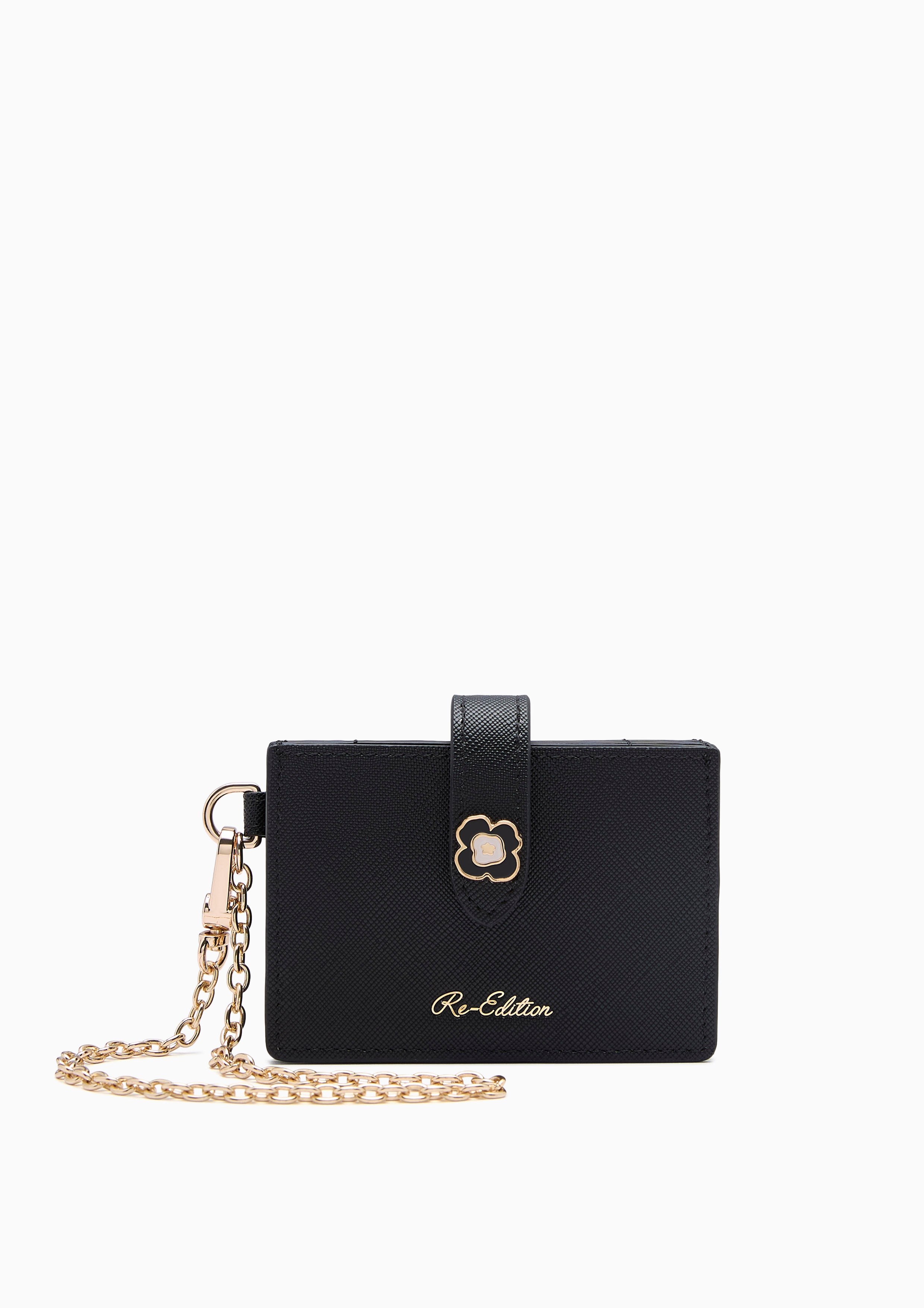 Poppy Card Holder Wallet On Chain - Black