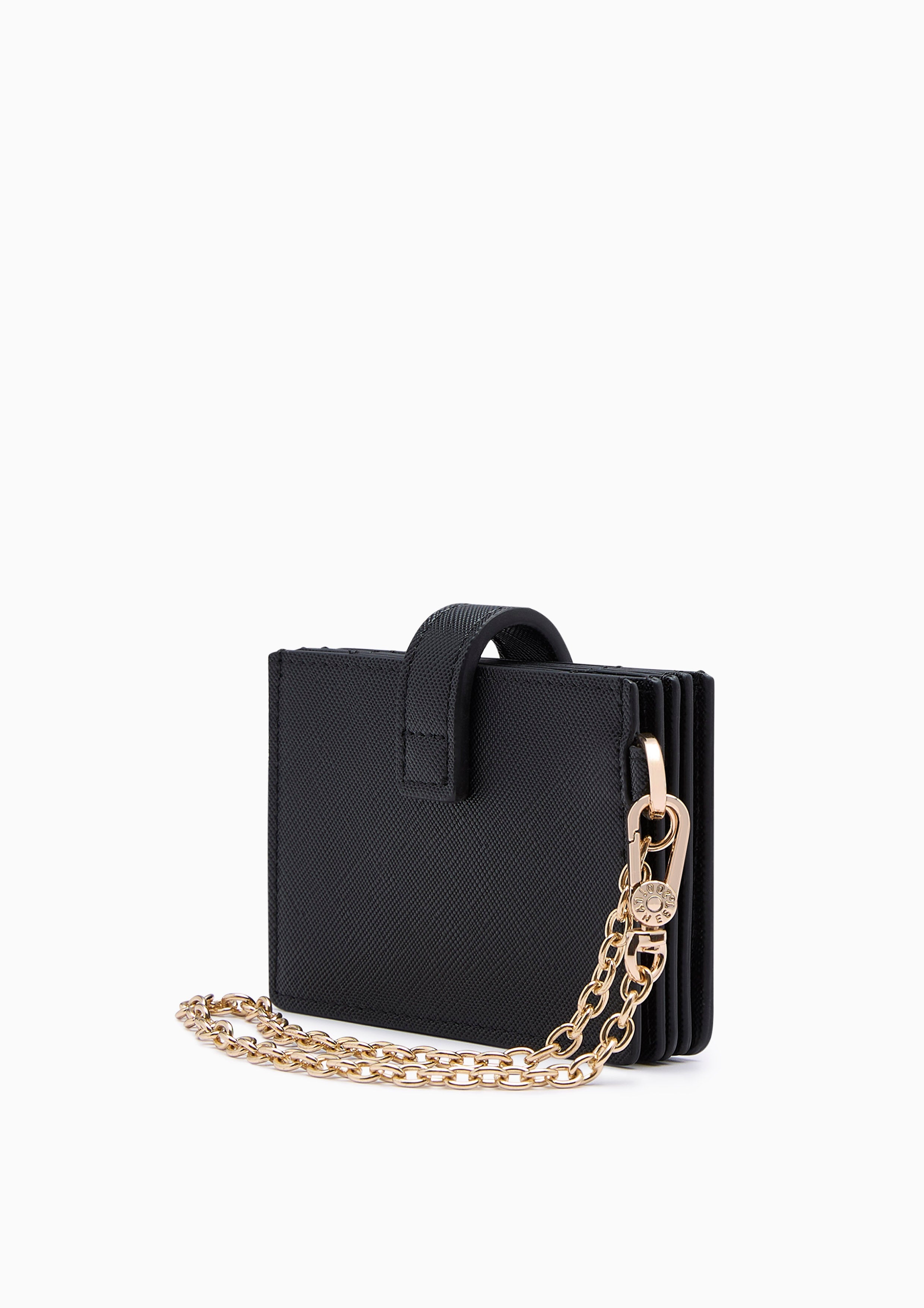 Poppy Card Holder Wallet On Chain - Black