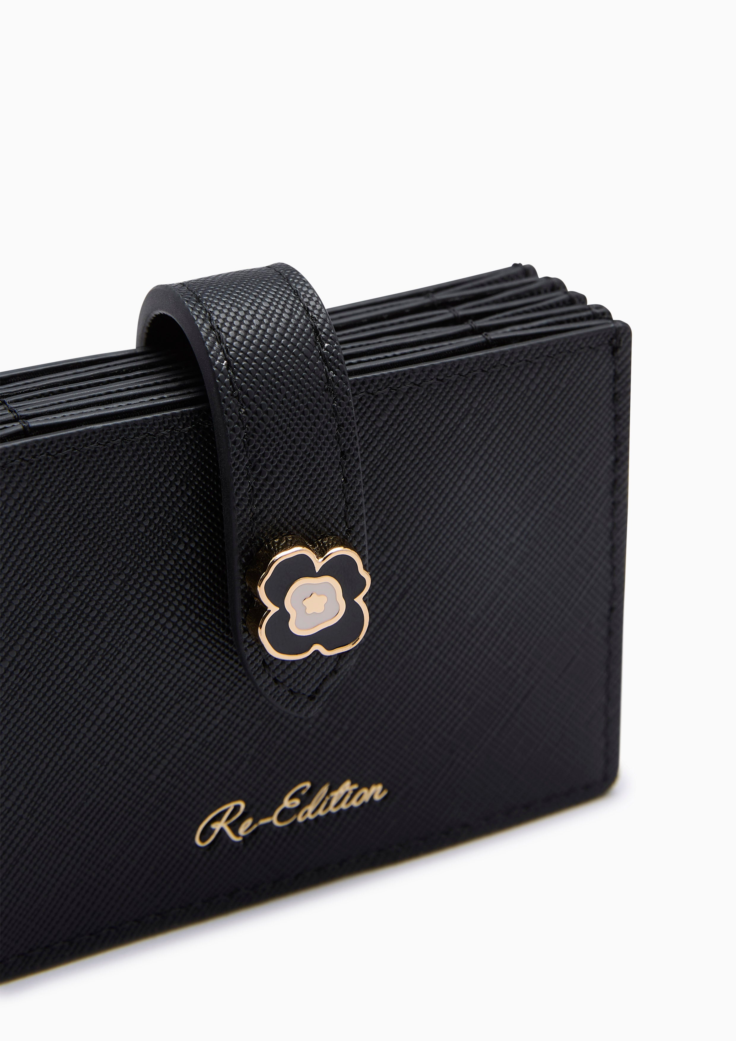 Poppy Card Holder Wallet On Chain - Black
