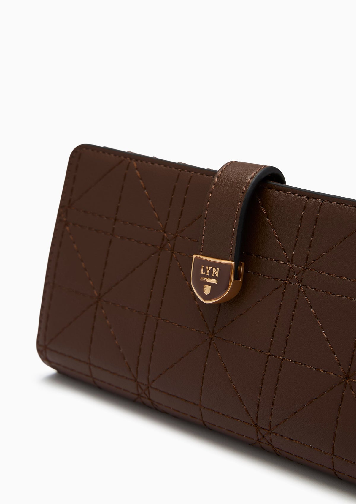 Re-Edit Grid Long Wallet - Dark Brown