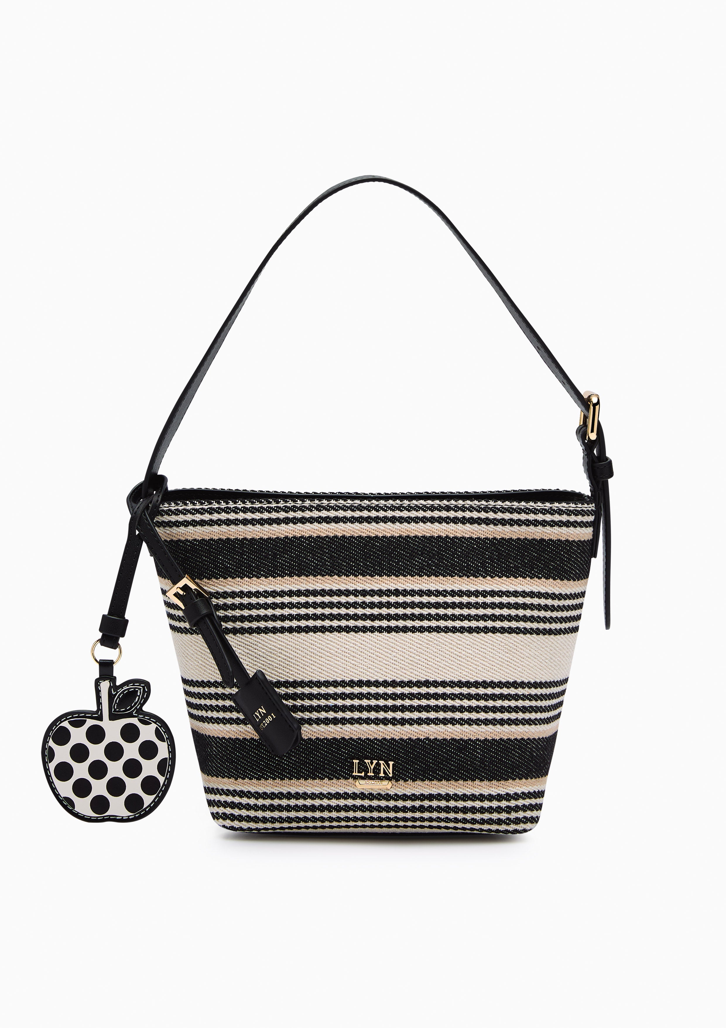 Jazzy Stripe Bucket Bag - Black