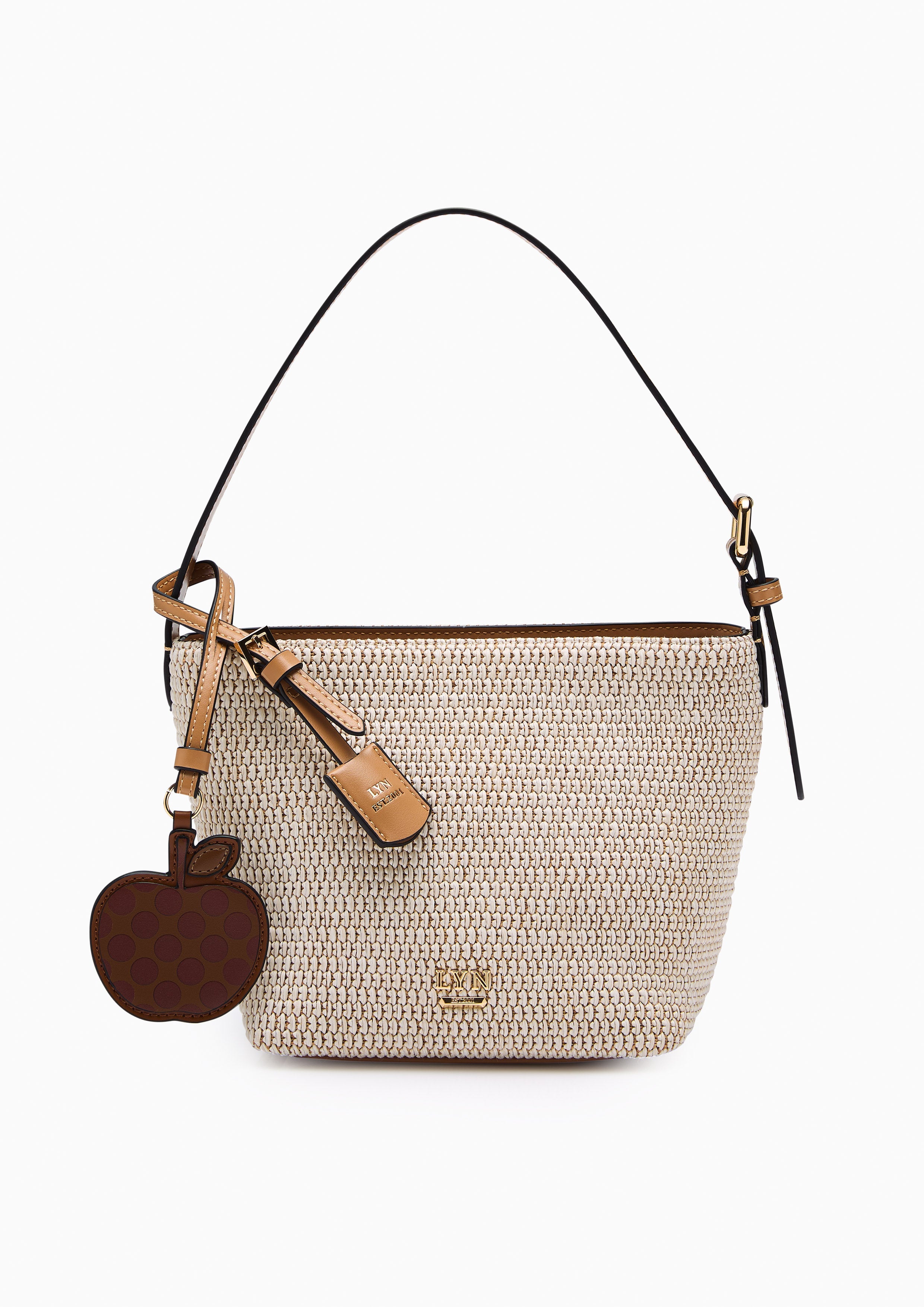 Jazzy Raffia Bucket Bag - Beige