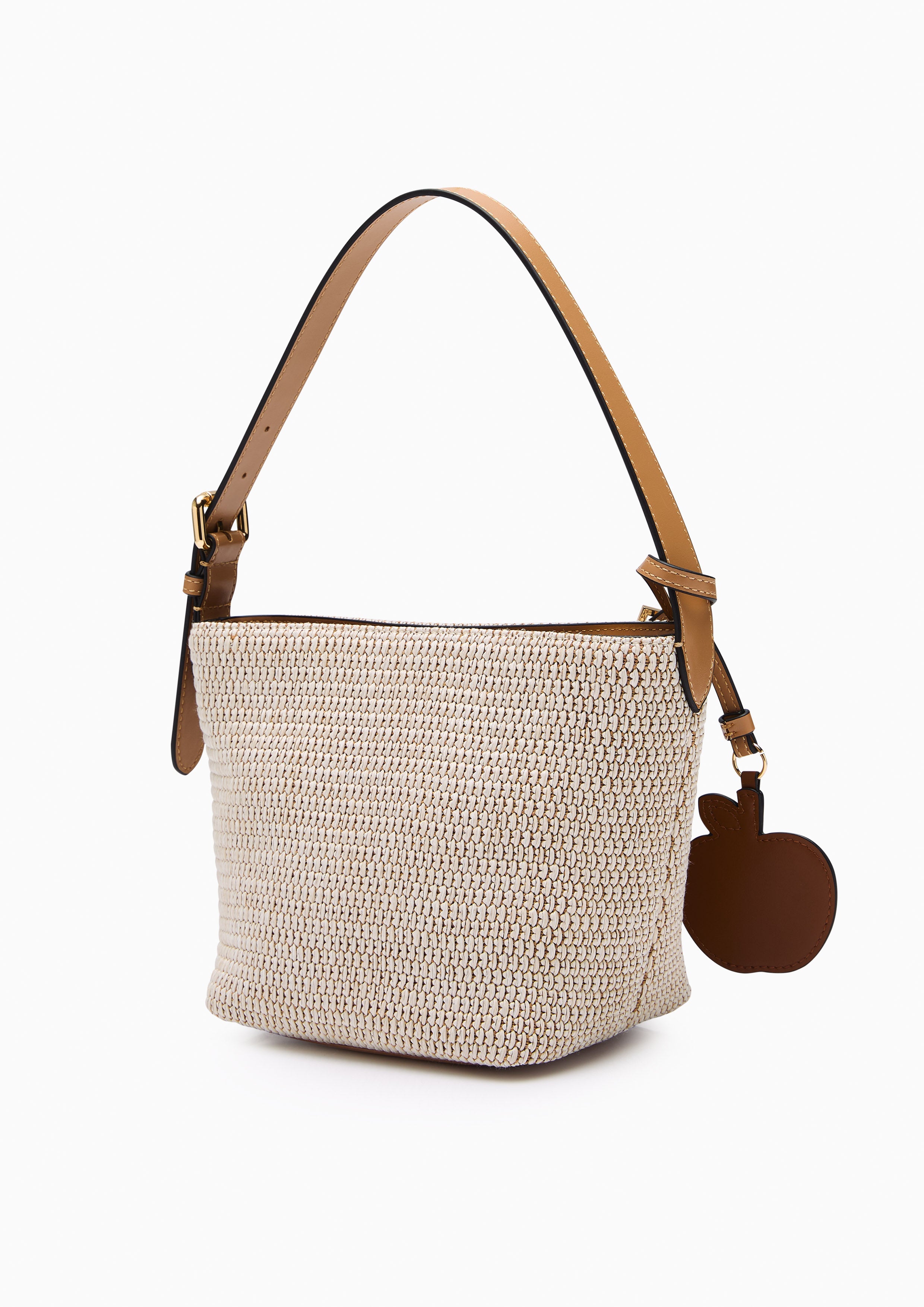 Jazzy Raffia Bucket Bag - Beige