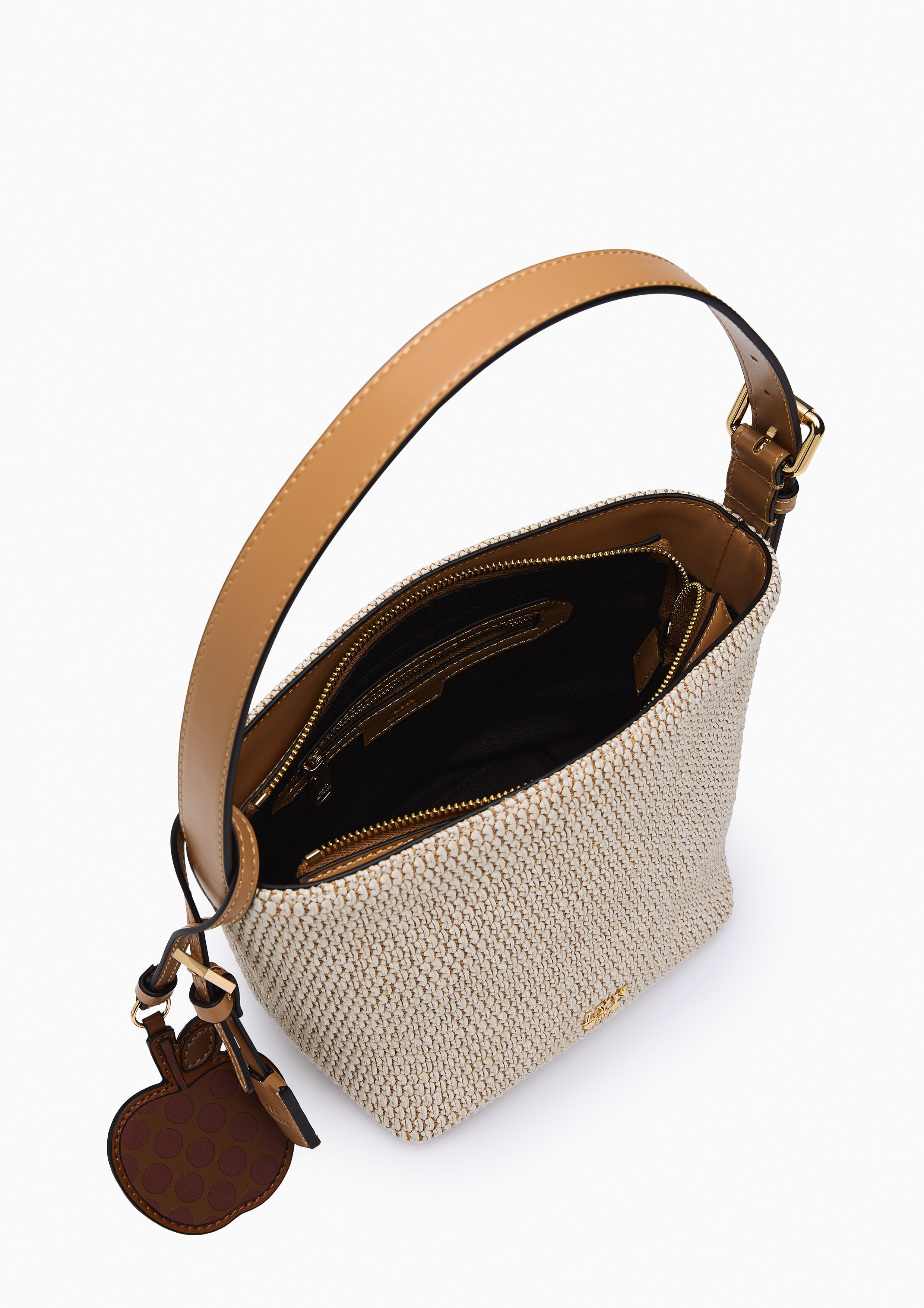 Jazzy Raffia Bucket Bag - Beige