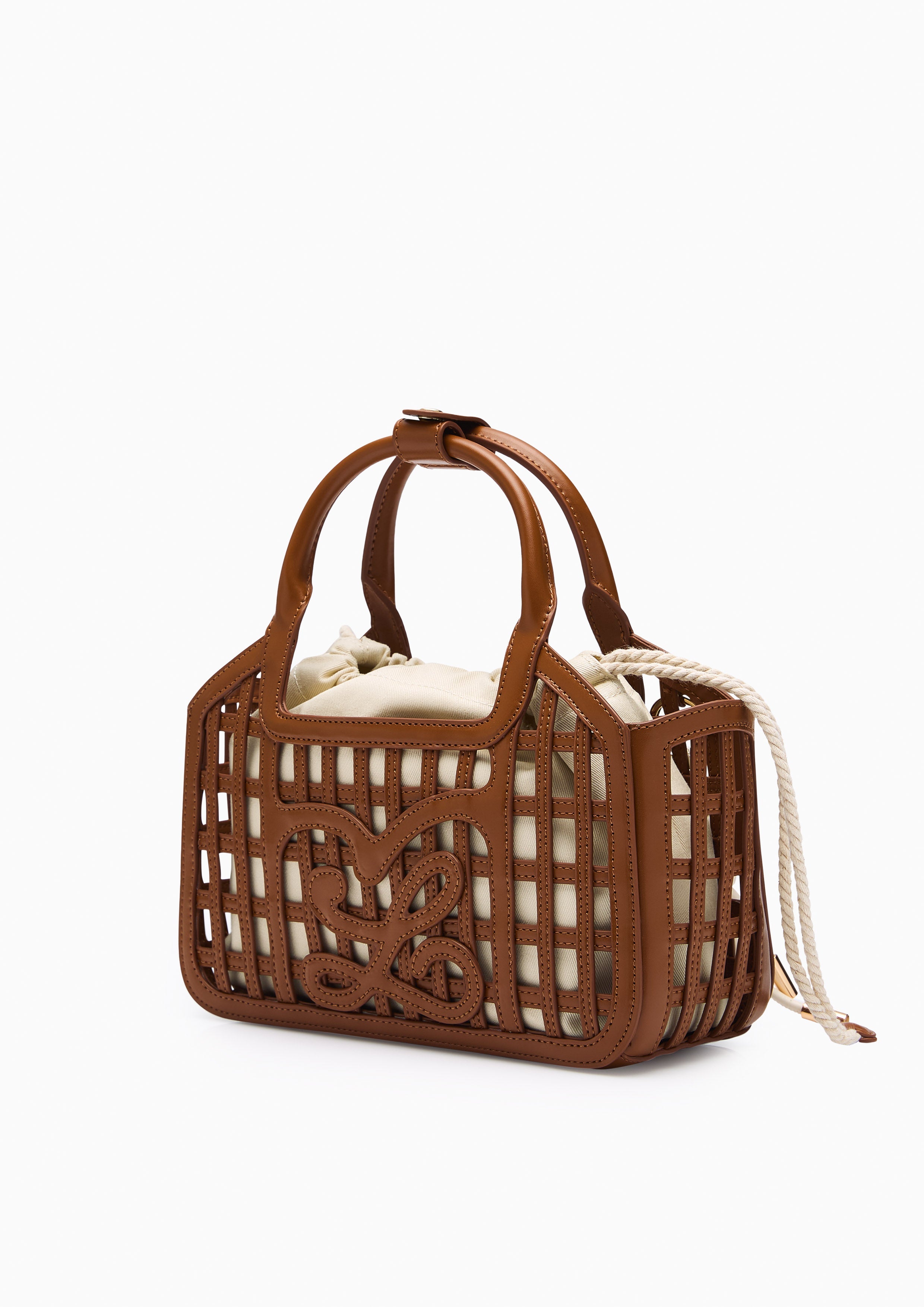 Sebae Handle Handbag - Brown