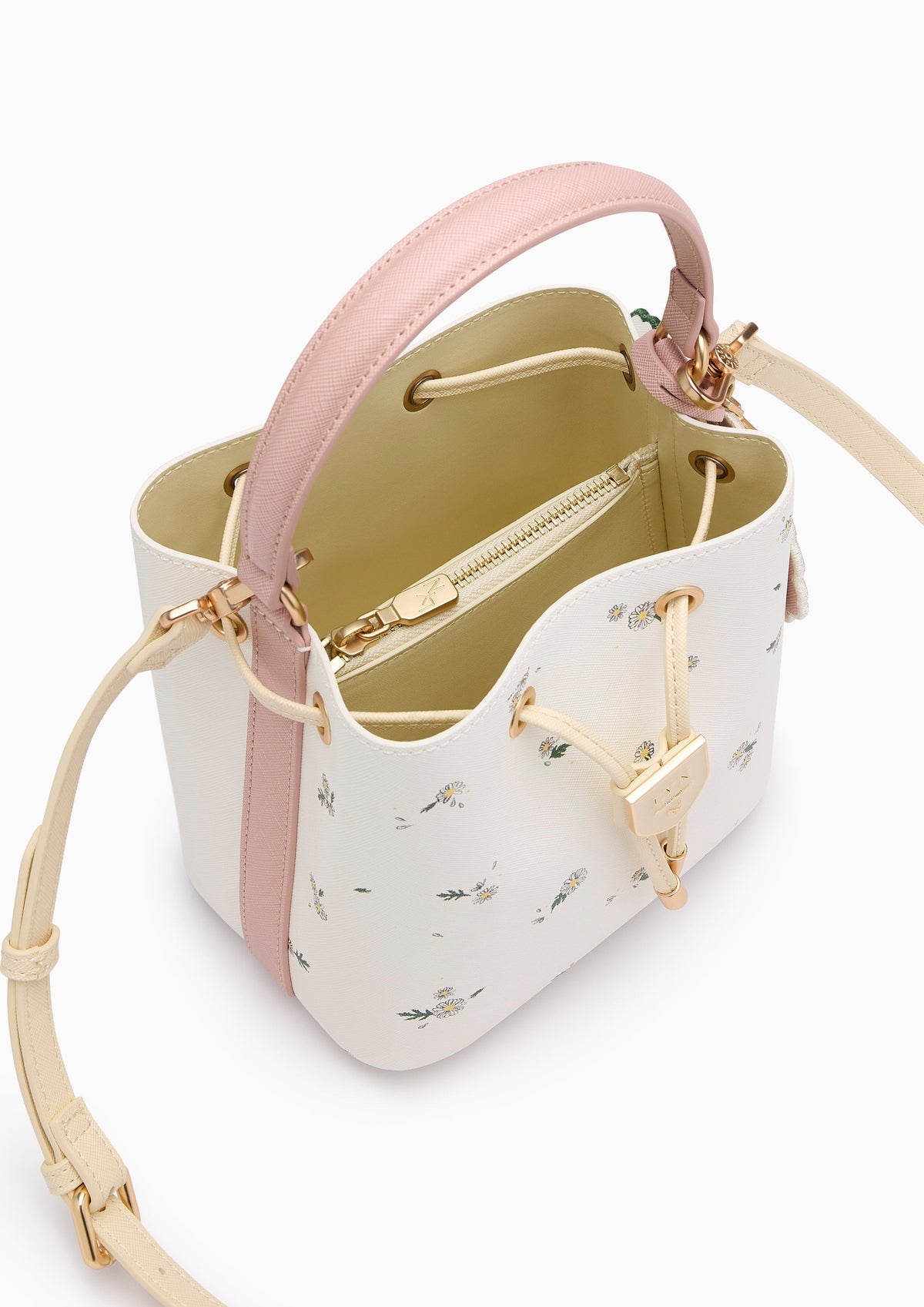 Re-Edit Daisy Carina S Bucket Bag - Light Printed Yellow