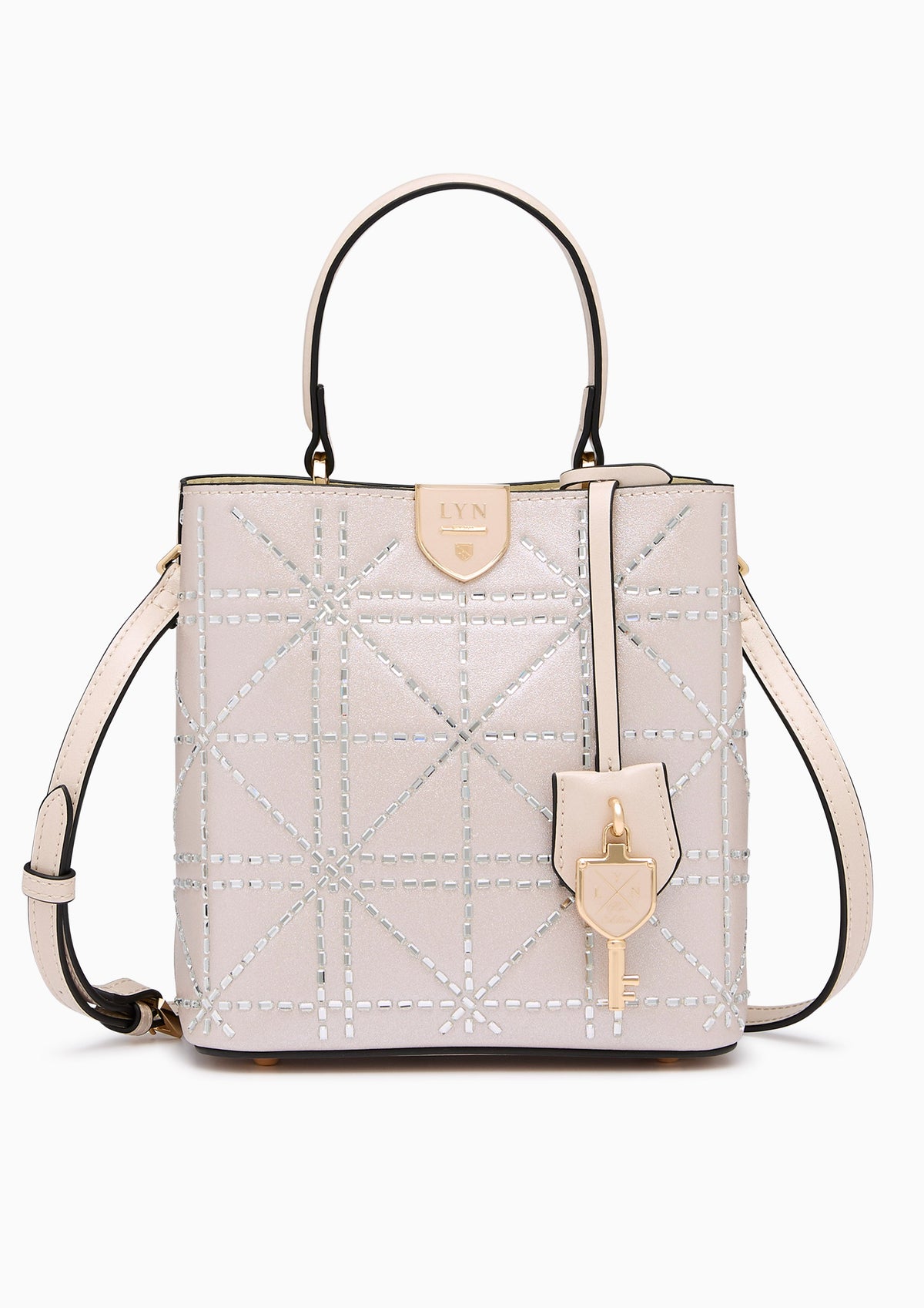 Re-Edit Crystal Astraea Top S Handbag - Glitter Beige