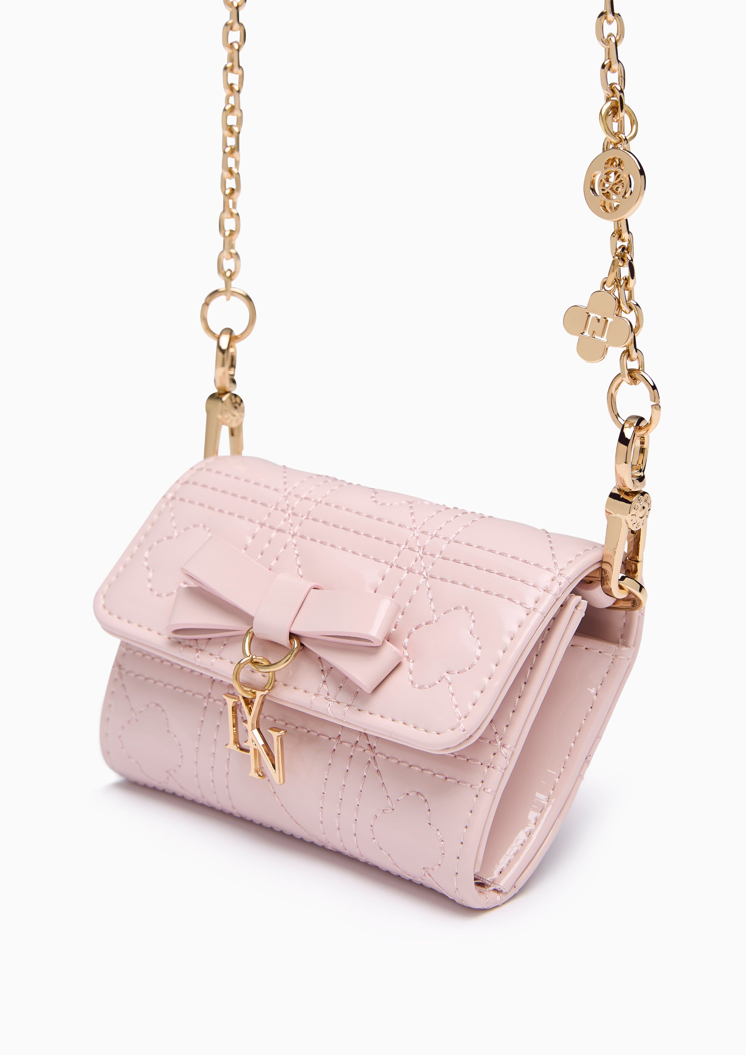 Baki Patent Short Wallet On Chain - Light Pink