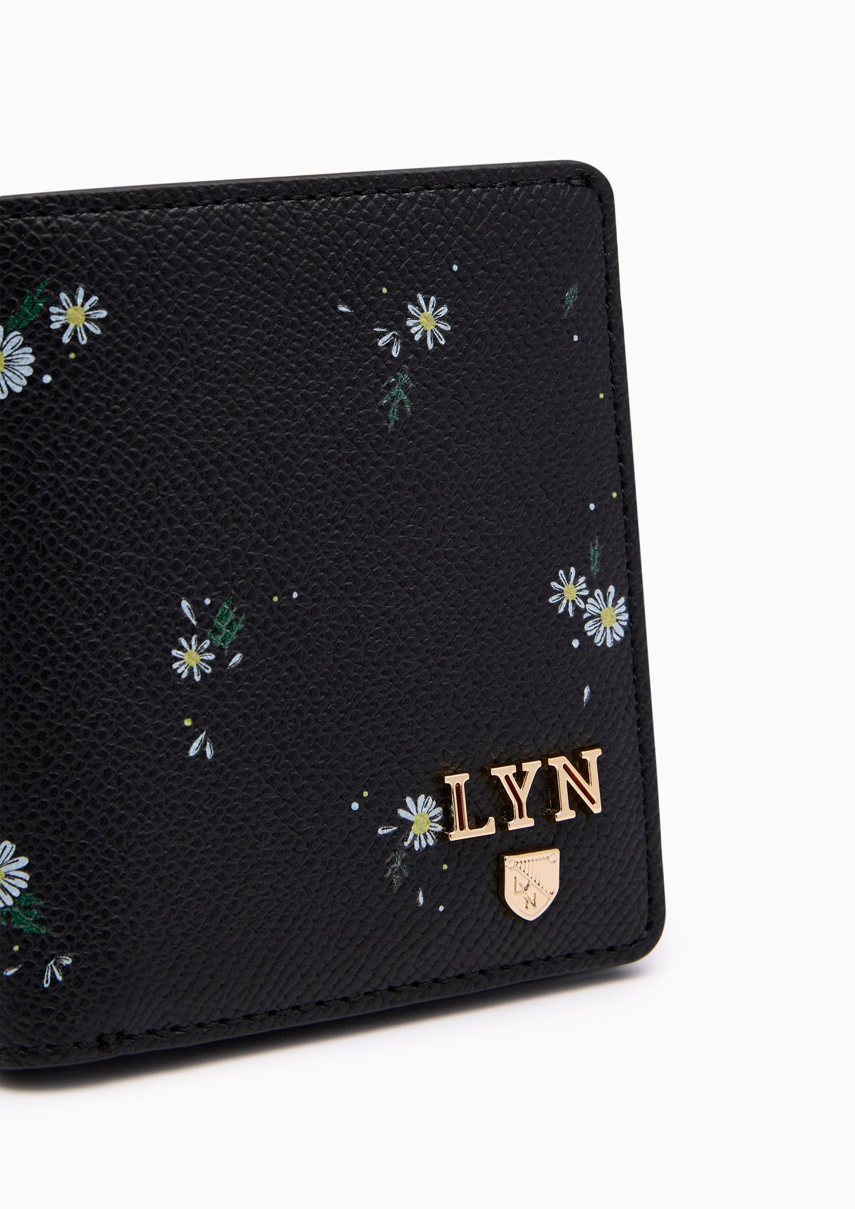 Re-Edit Daisy Compact Wallet- Printed Black